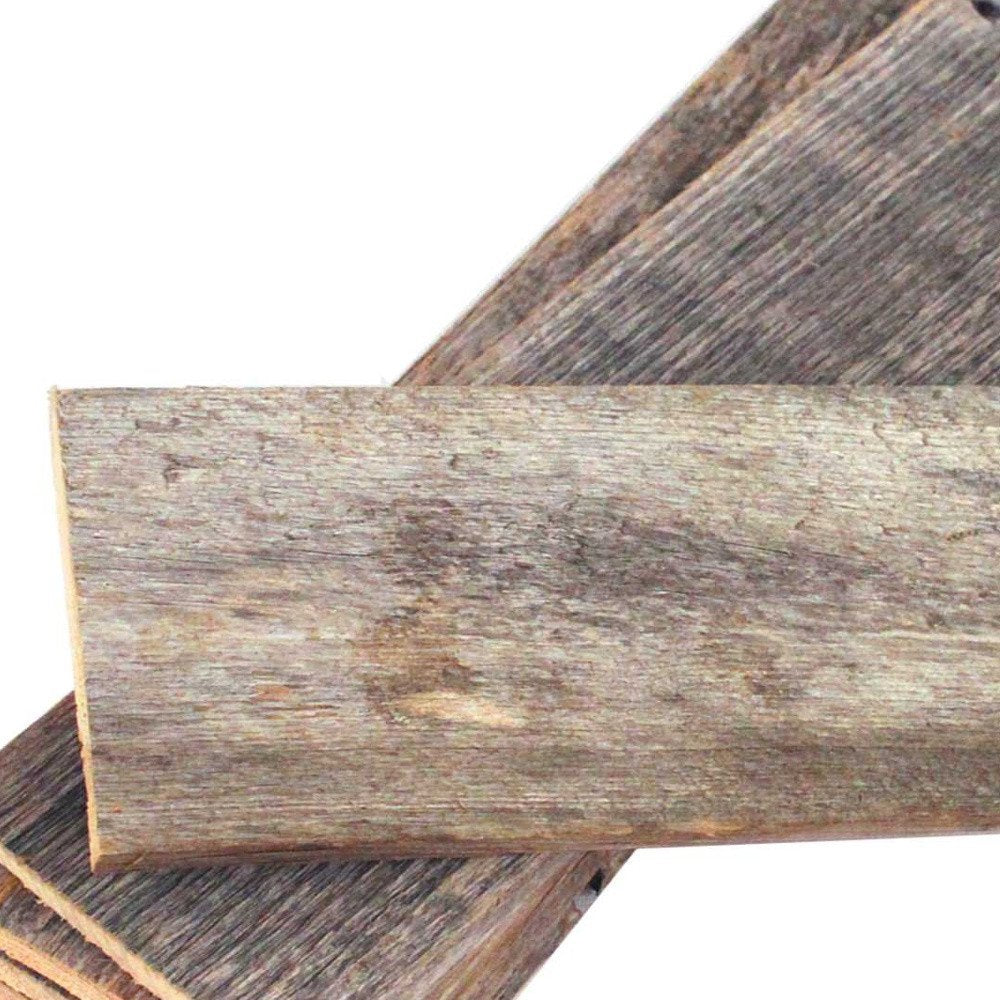 Set of Six 3" x 12" Gray And Brown Wood Planks Wall Decor