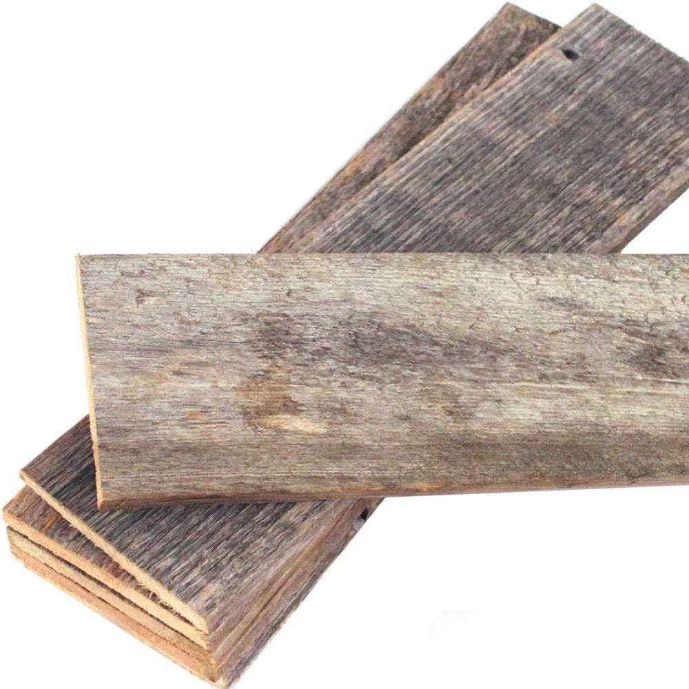 Set of Six 3" x 12" Gray And Brown Wood Planks Wall Decor