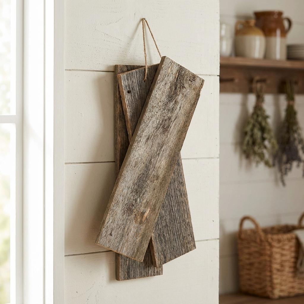Set of Six 4" X 48" Gray and Brown Wood Plank Wall Decor