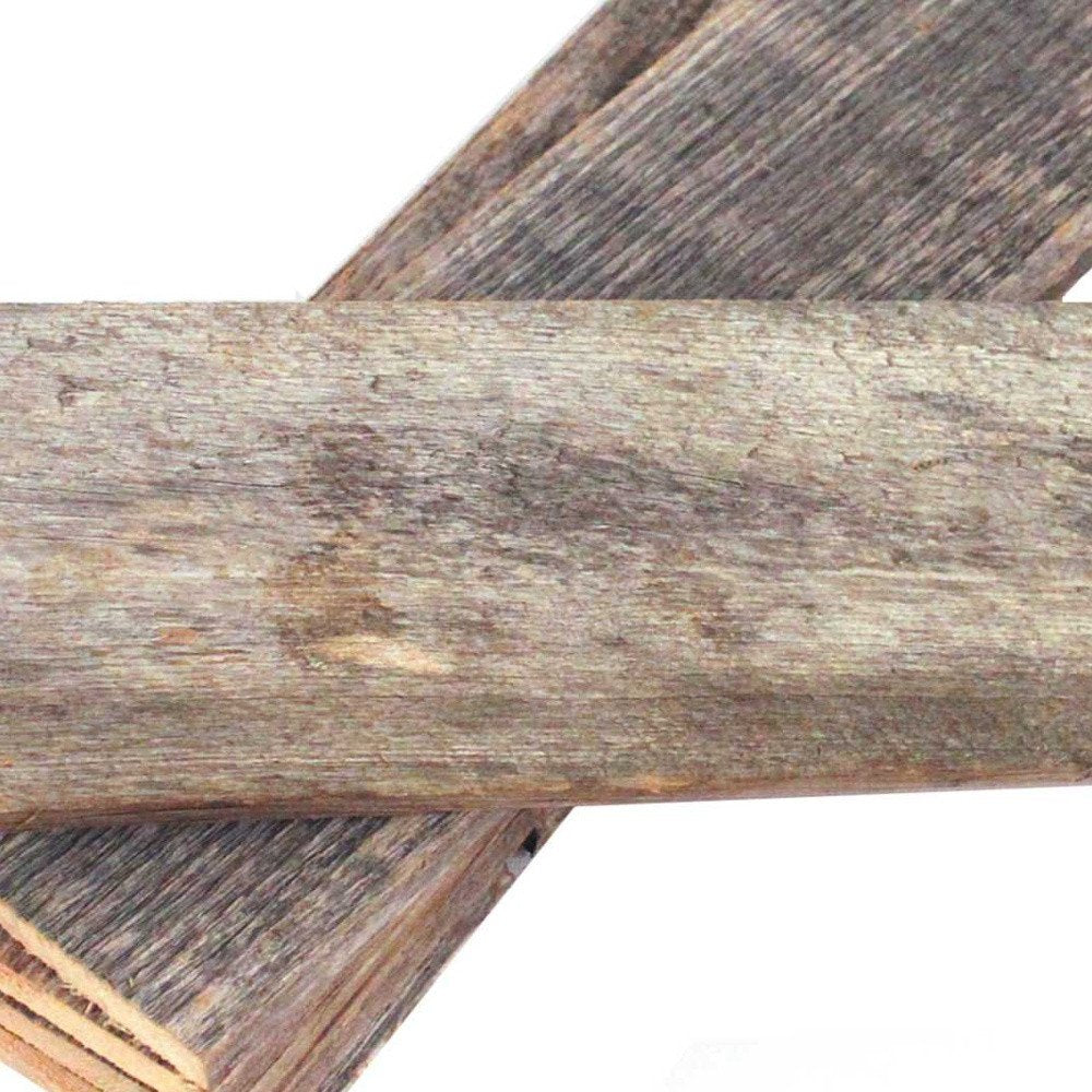 Set of Six 4" X 48" Gray and Brown Wood Plank Wall Decor