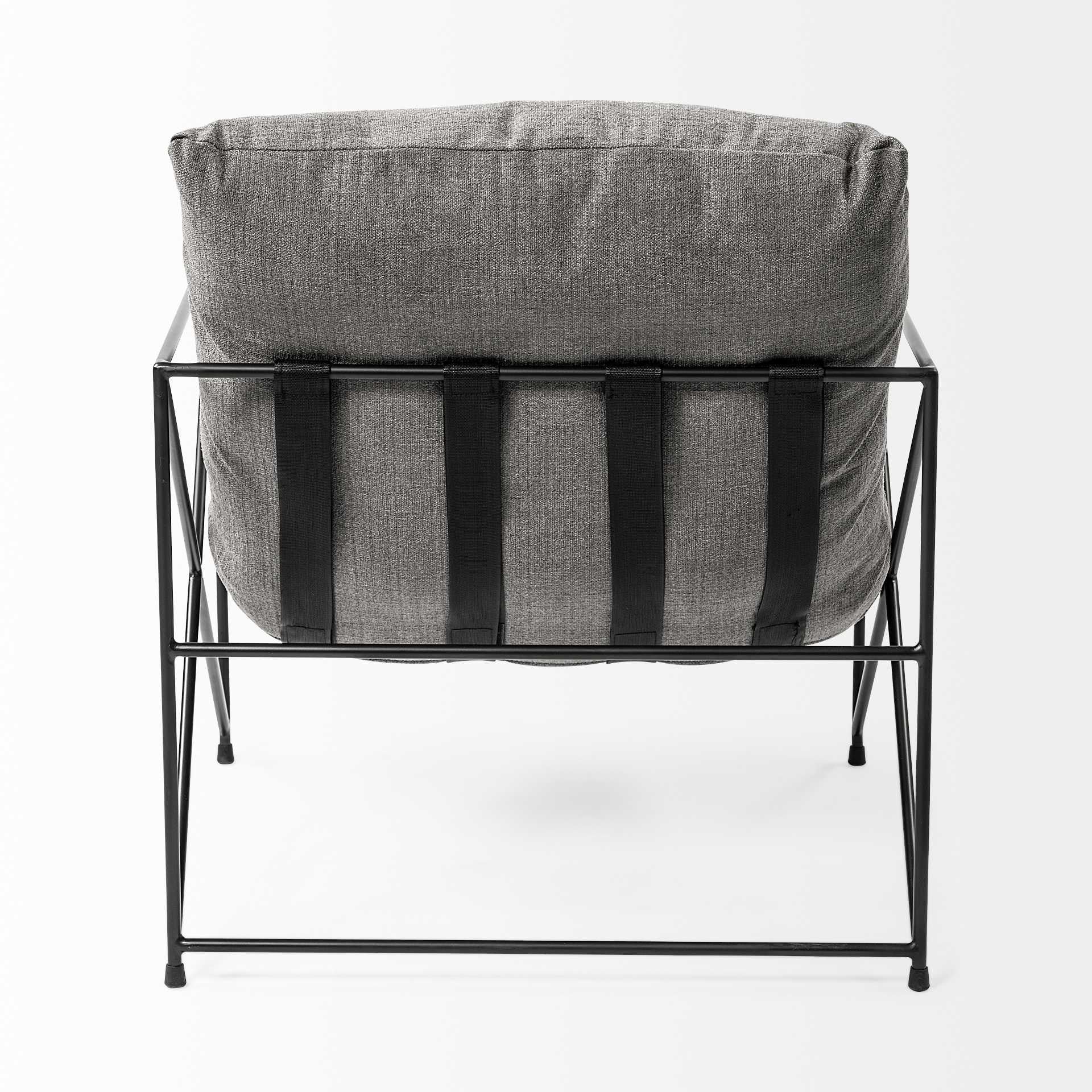30" Gray and Black Linen Lounge Chair