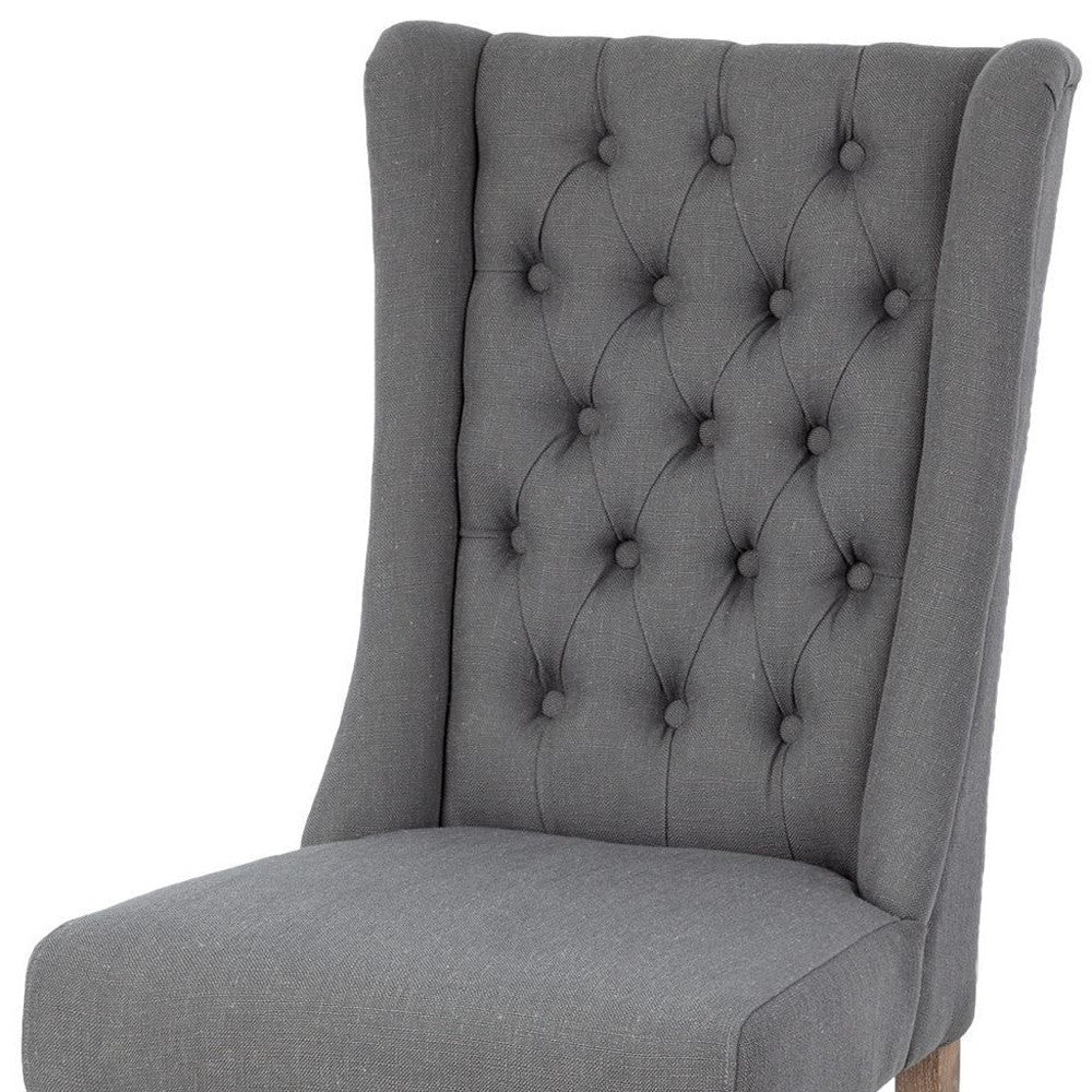 Gray Plush Linen Covering With Ash Solid Wood Base Dining Chair