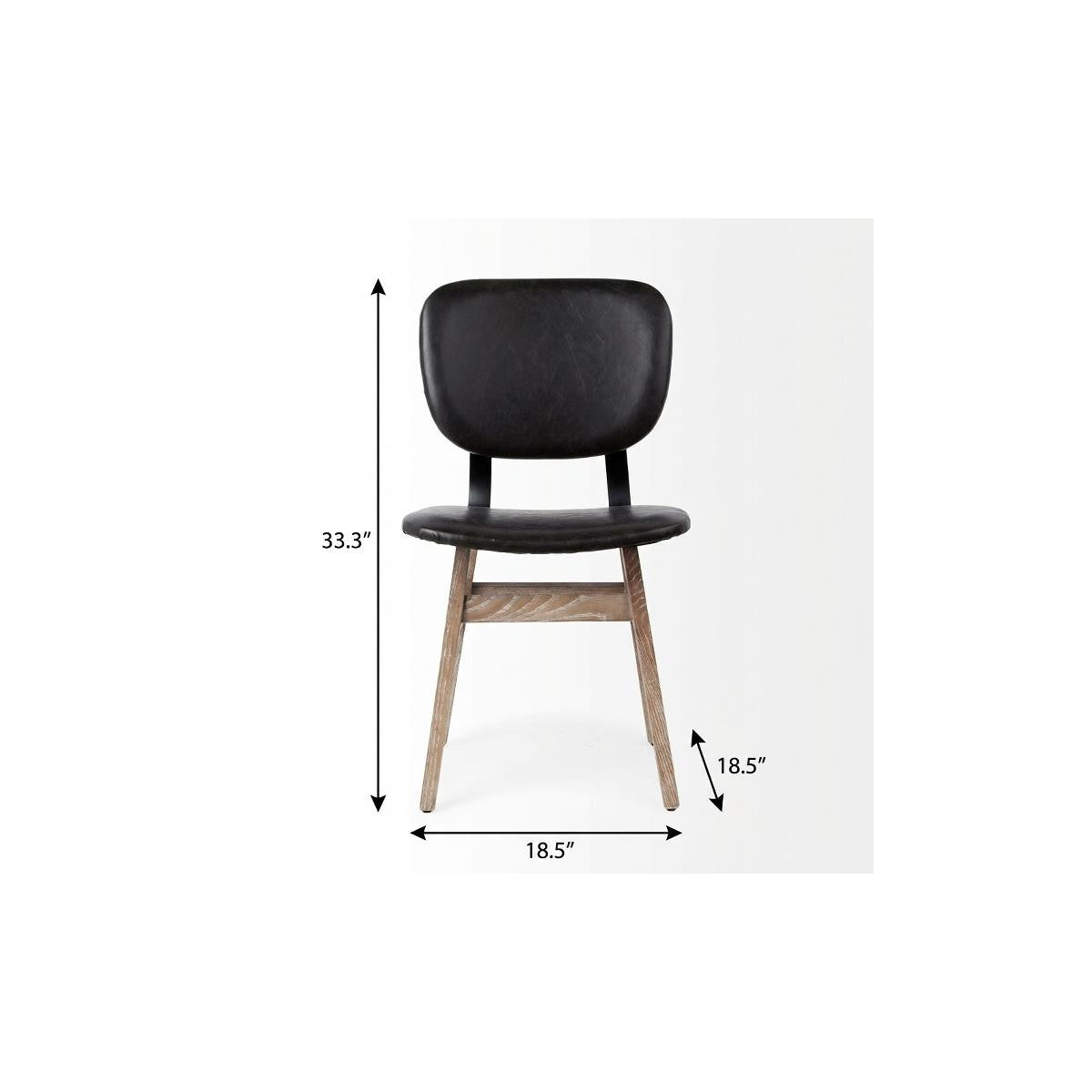 Set of Two Black and Brown Faux Leather Open Back Dining Side Chairs