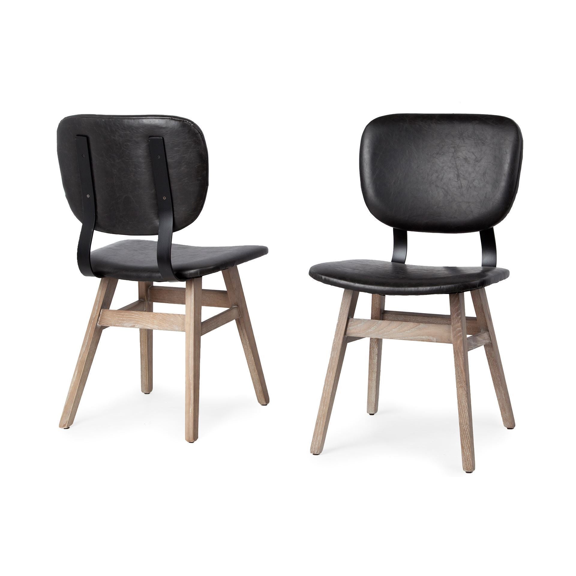 Set Of Two Black And Brown Upholstered Faux leather Open Back Side Chairs Set Of Two Black And Brown Upholstered Faux leather Open Back Side Chairs