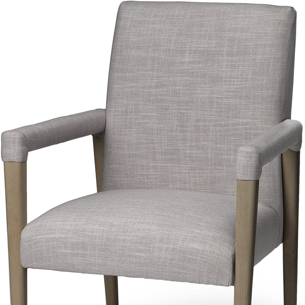 Gray And Brown Upholstered Fabric King Louis Back Dining Arm Chair