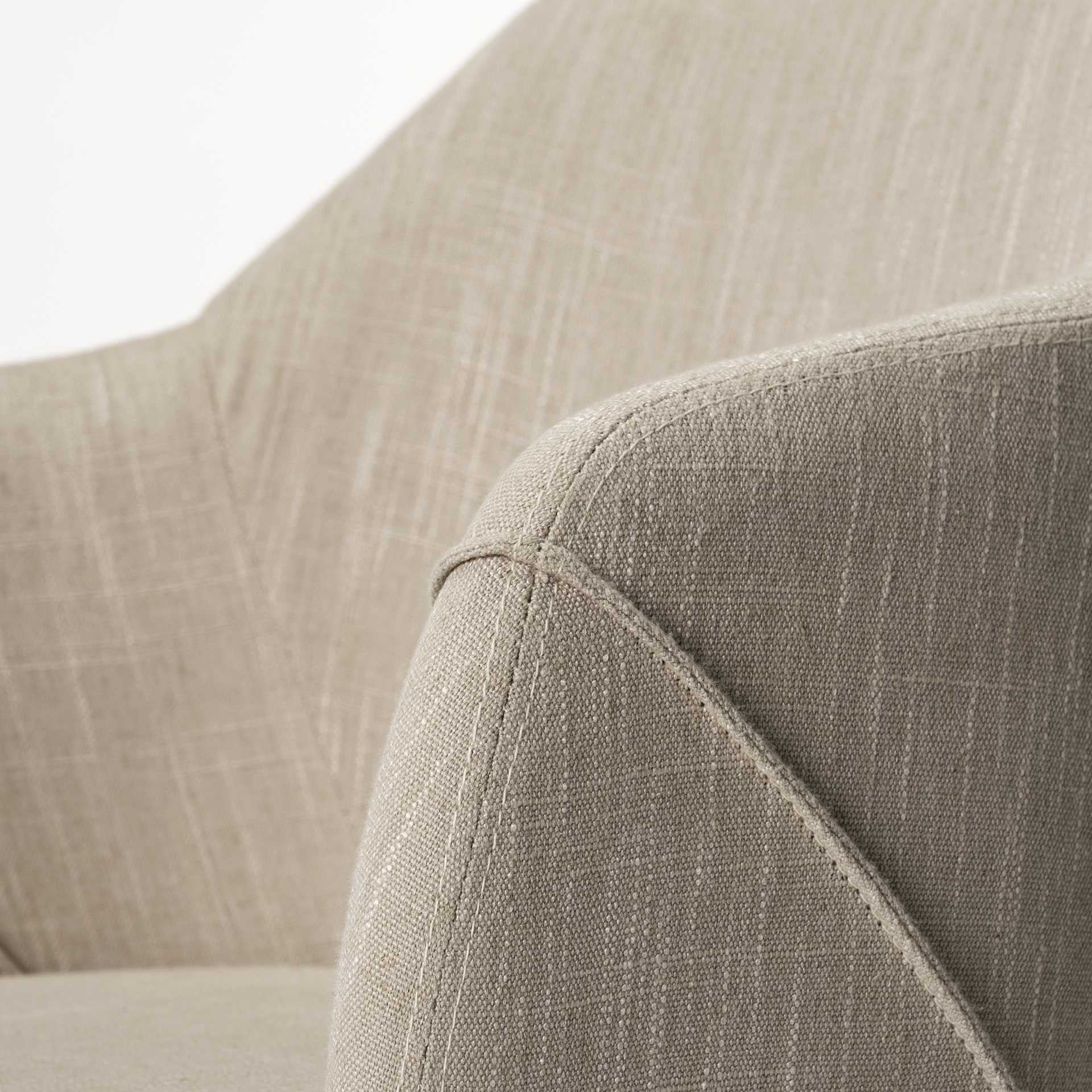 Cream and Brown Upholstered Fabric Dining Arm Chair