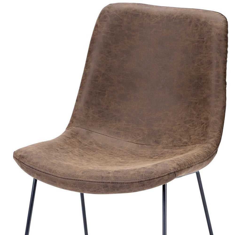 Set of Two Brown and Black Faux Leather Dining Side Chairs