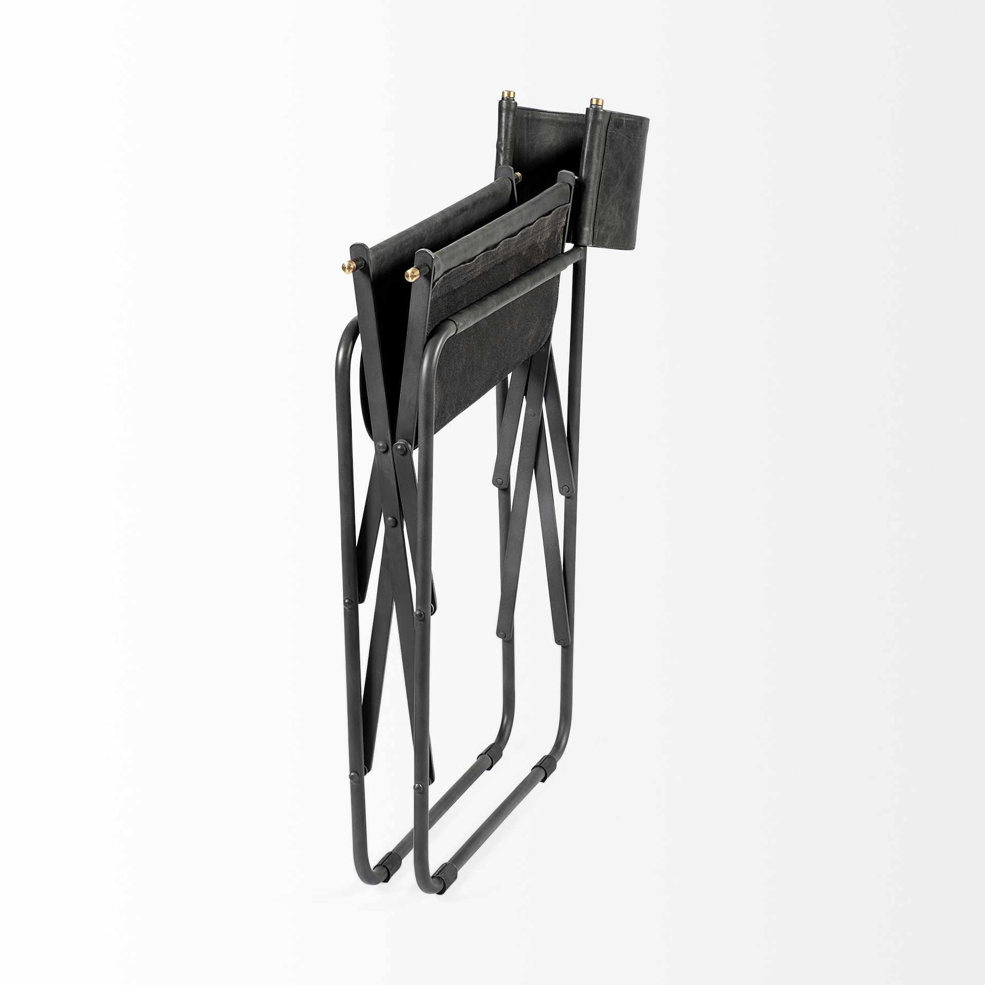 Black Leather Open Back Dining Arm Chair