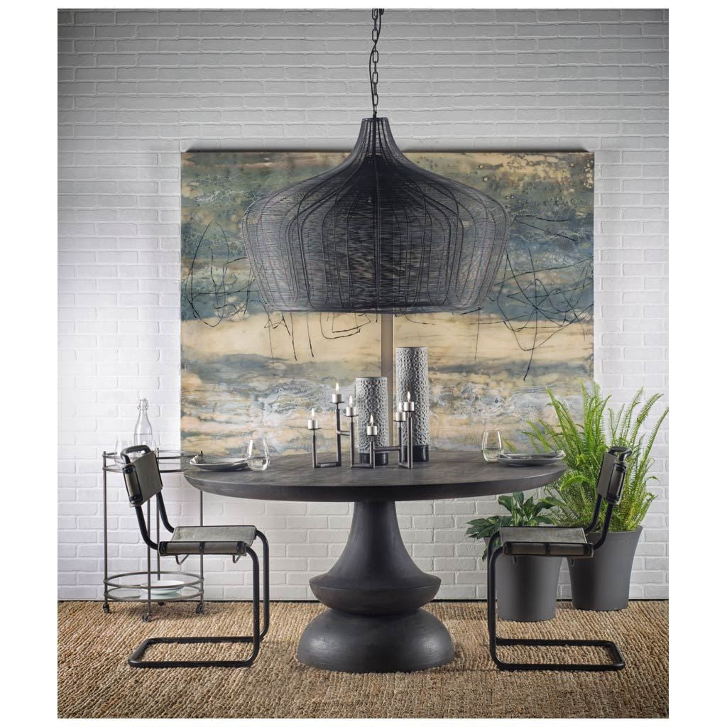 60" Gray Rounded Solid Wood Pedestal Base Dining Table