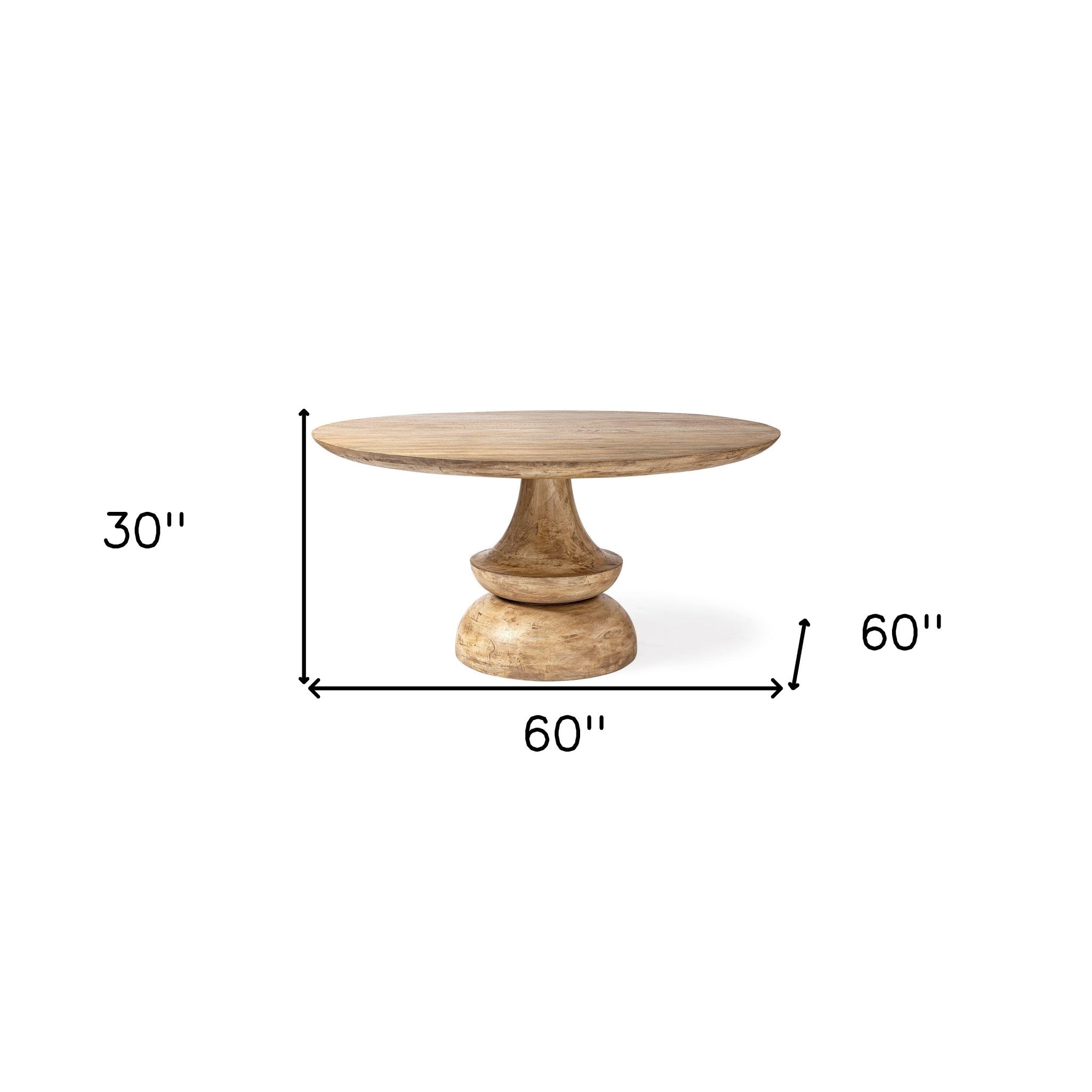 60" Round Blonde Solid Wood And Base Dining Table