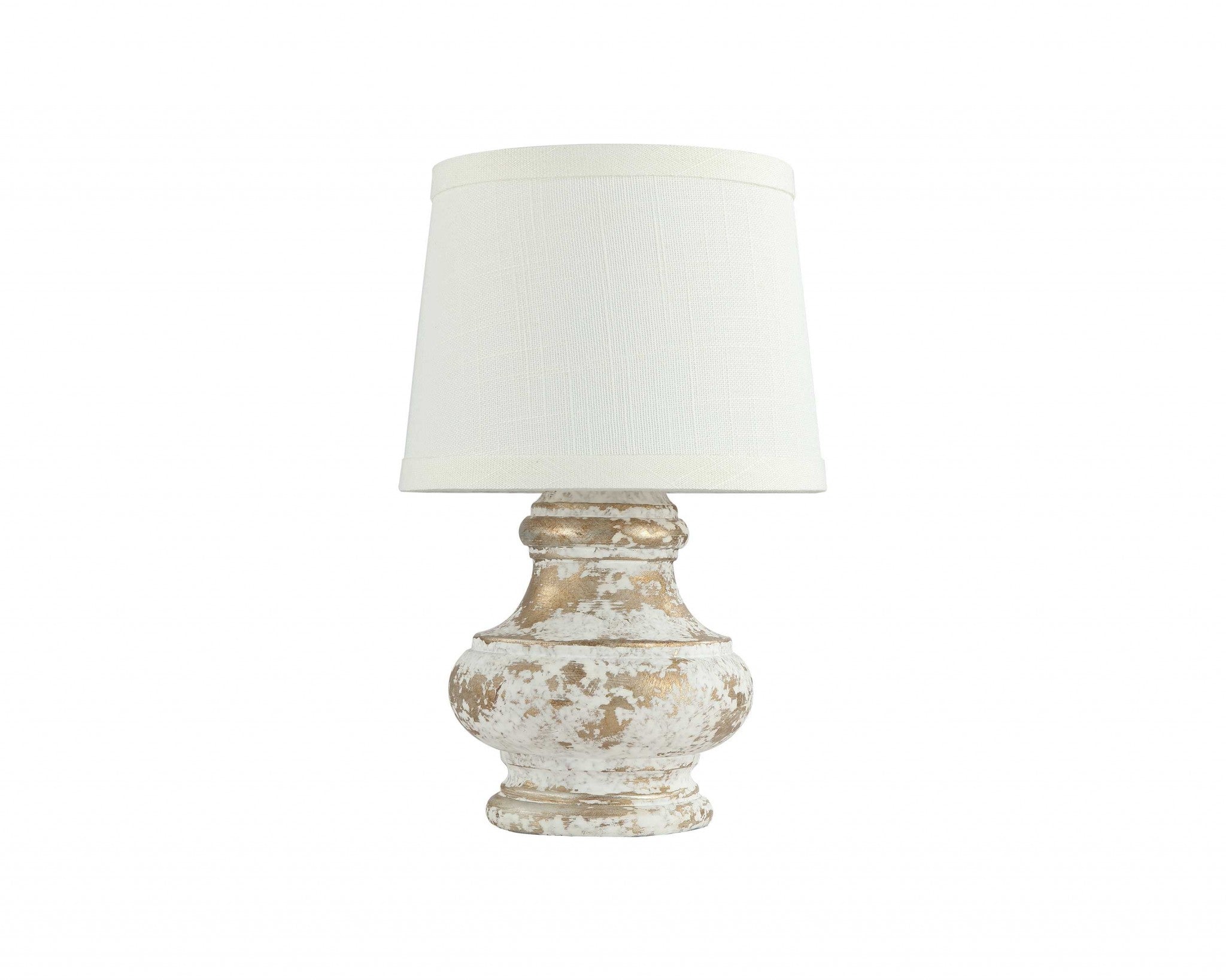 12" Gold and White Table Lamp With White Empire Shade