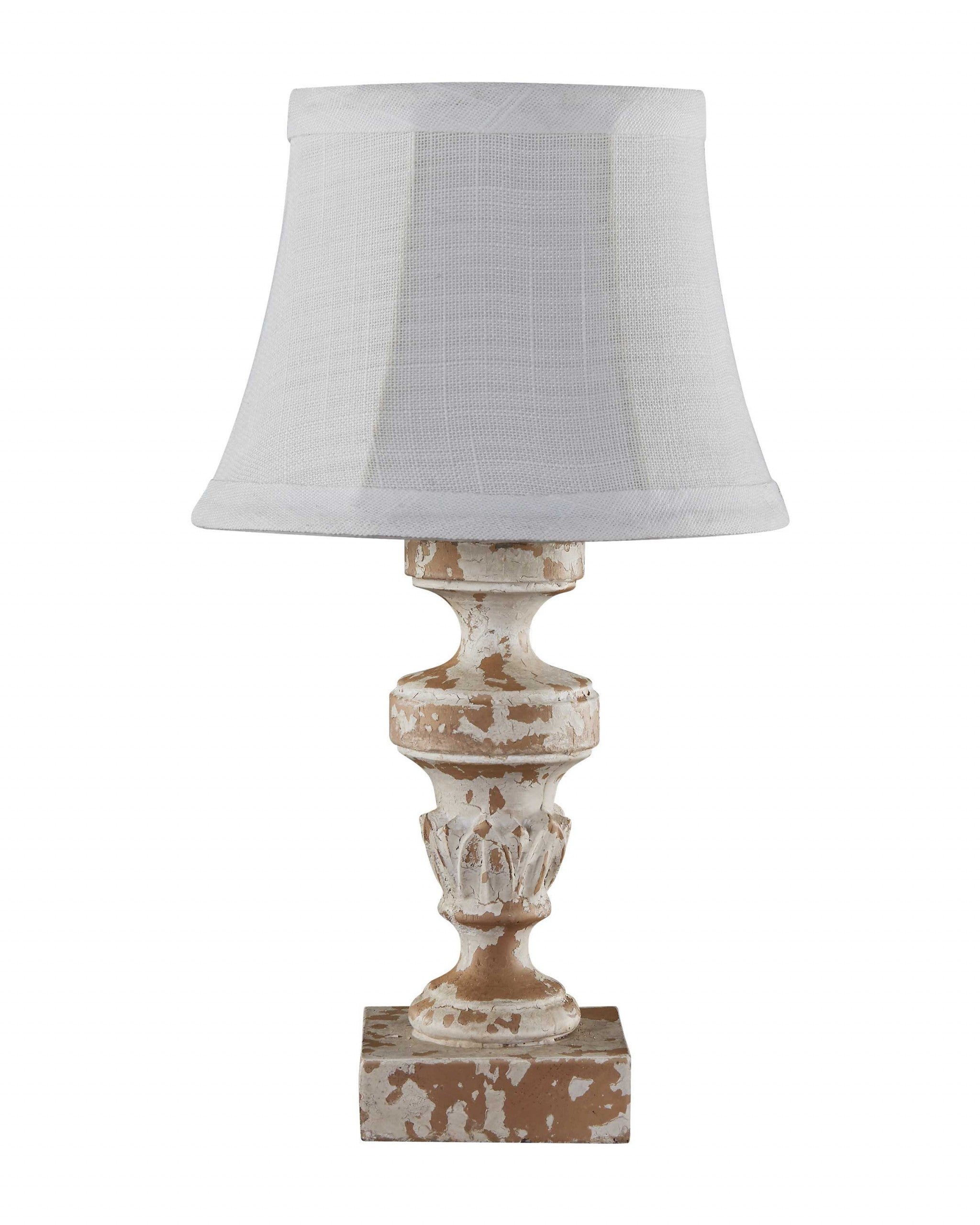 14" White Table Lamp With White Bell Shade