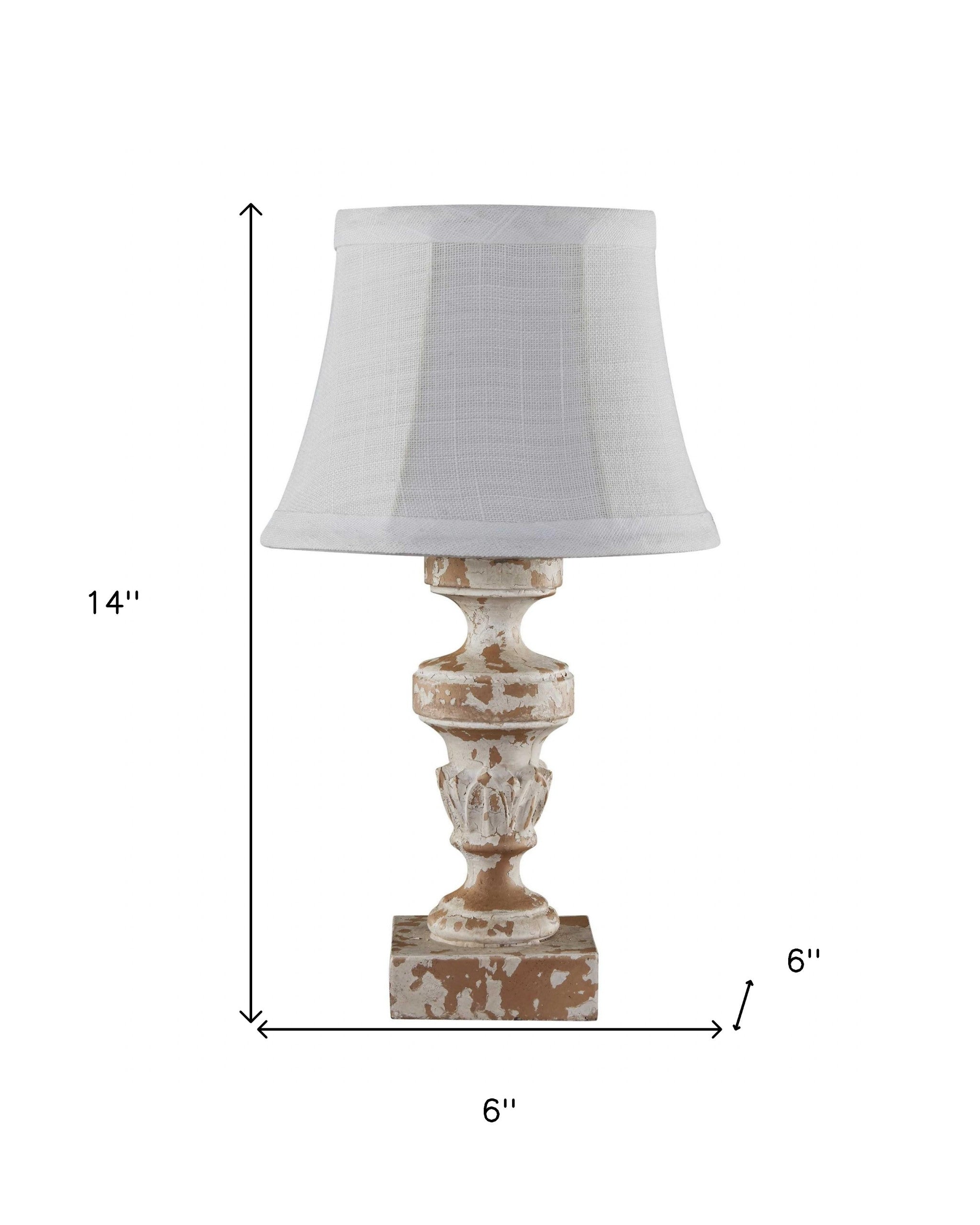 14" White Table Lamp With White Bell Shade