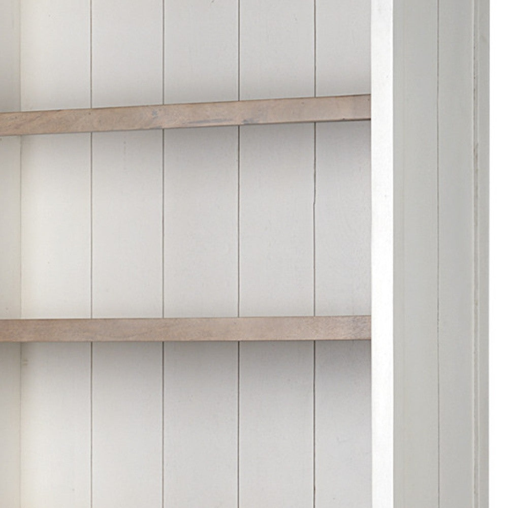 91" Brown And White Wood Three Tier Bookcase