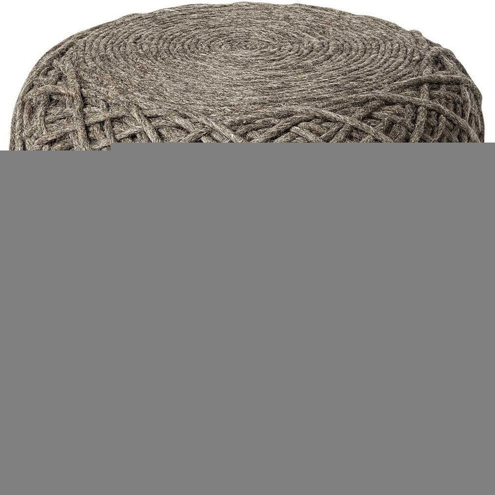16" Brown Upholstery Cylinder Abstract Pouf Ottoman