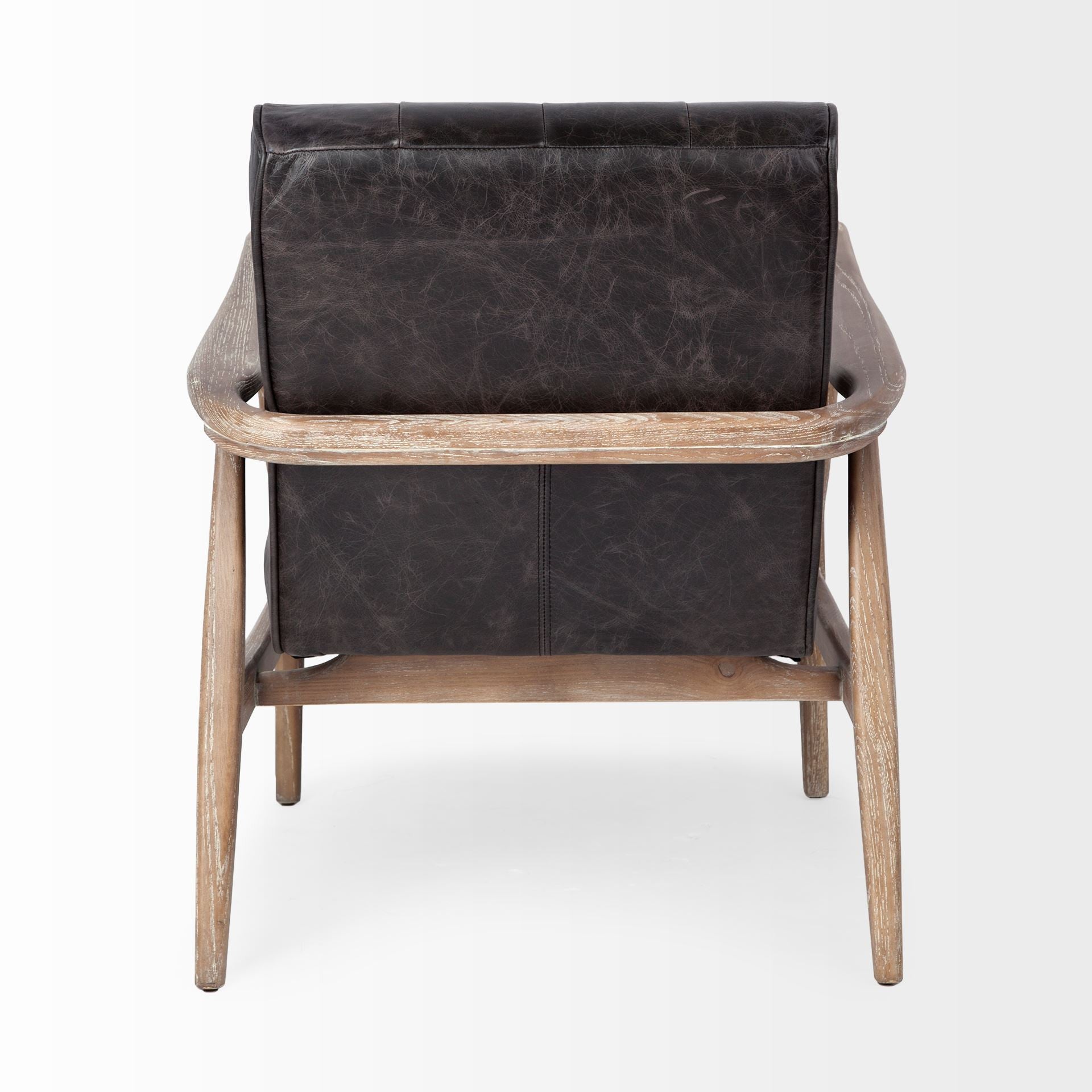 28" Black and Brown Leather Tufted Lounge Chair
