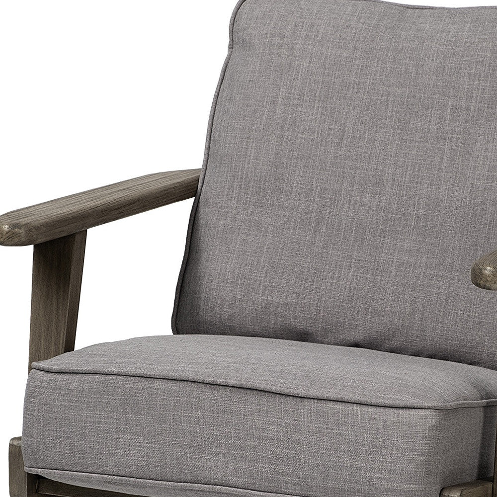 31" Gray and Brown Fabric Lounge Chair