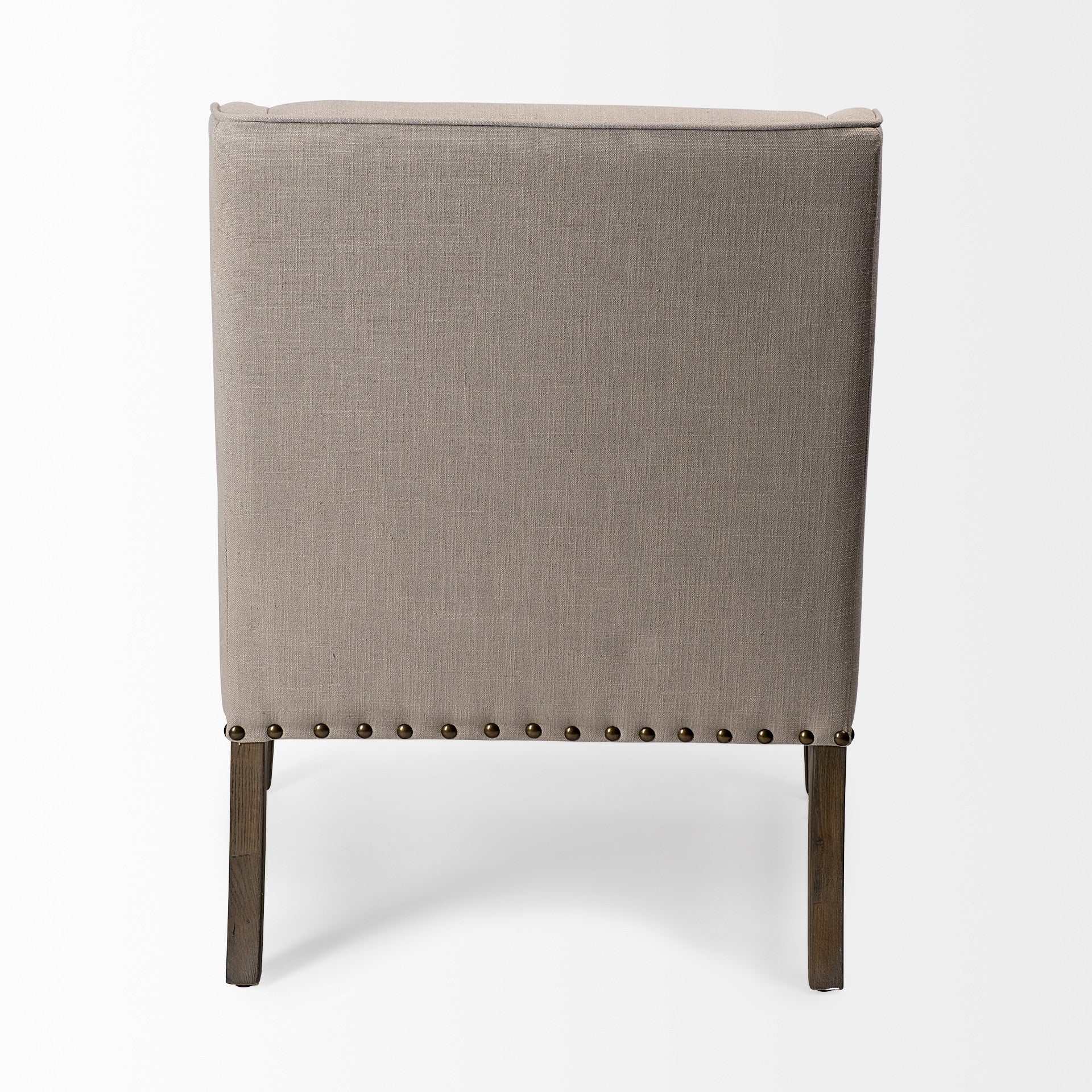30" Gray and Beige Fabric and Solid Wood Wingback Chair