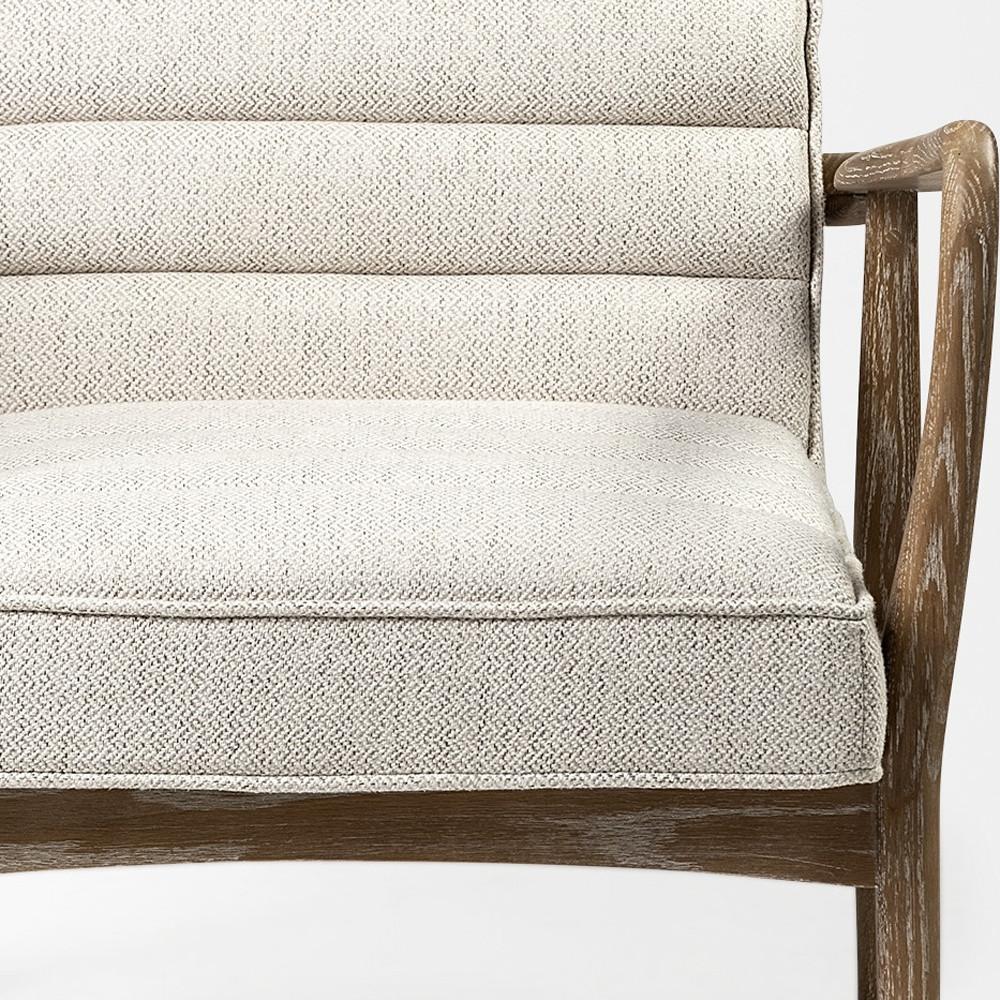 28" Cream and Brown Fabric Lounge Chair