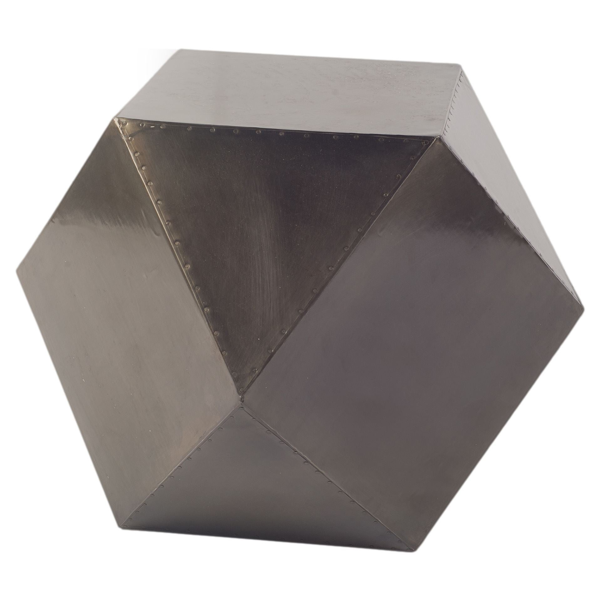 19" Black Iron Square Top Hexagonal End Table