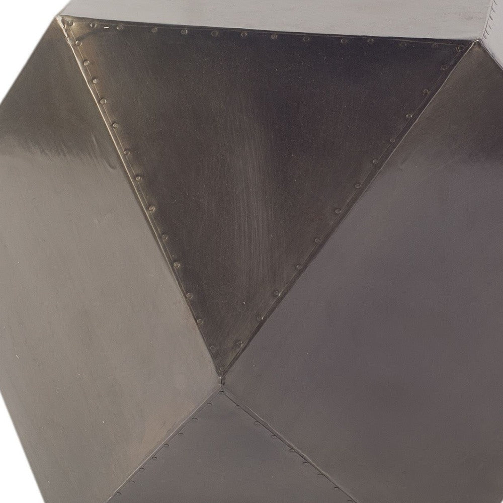 19" Black Iron Square Top Hexagonal End Table