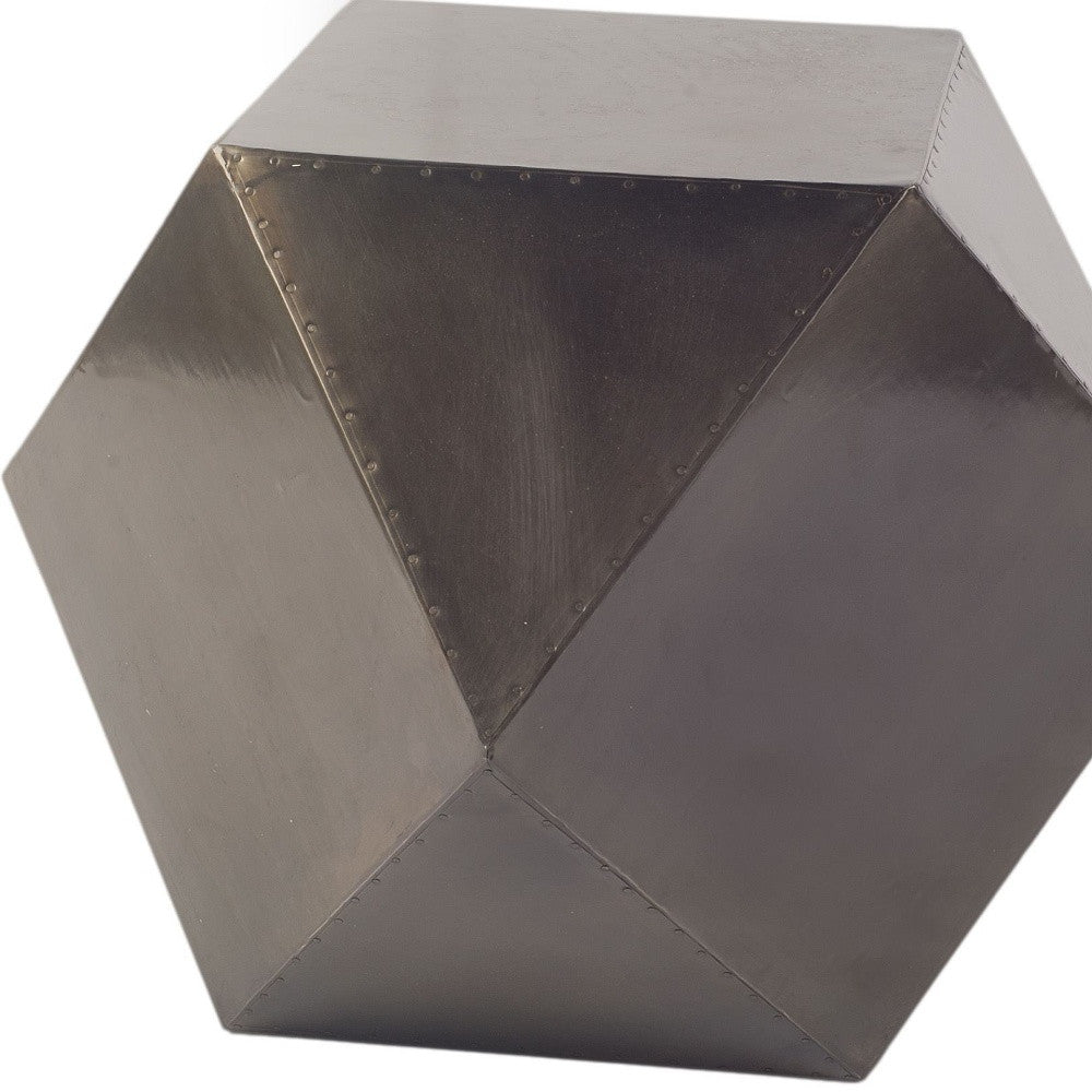 19" Black Iron Square Top Hexagonal End Table