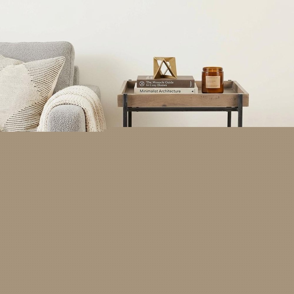 26" Brown Solid Wood Square End Table With Two Shelves