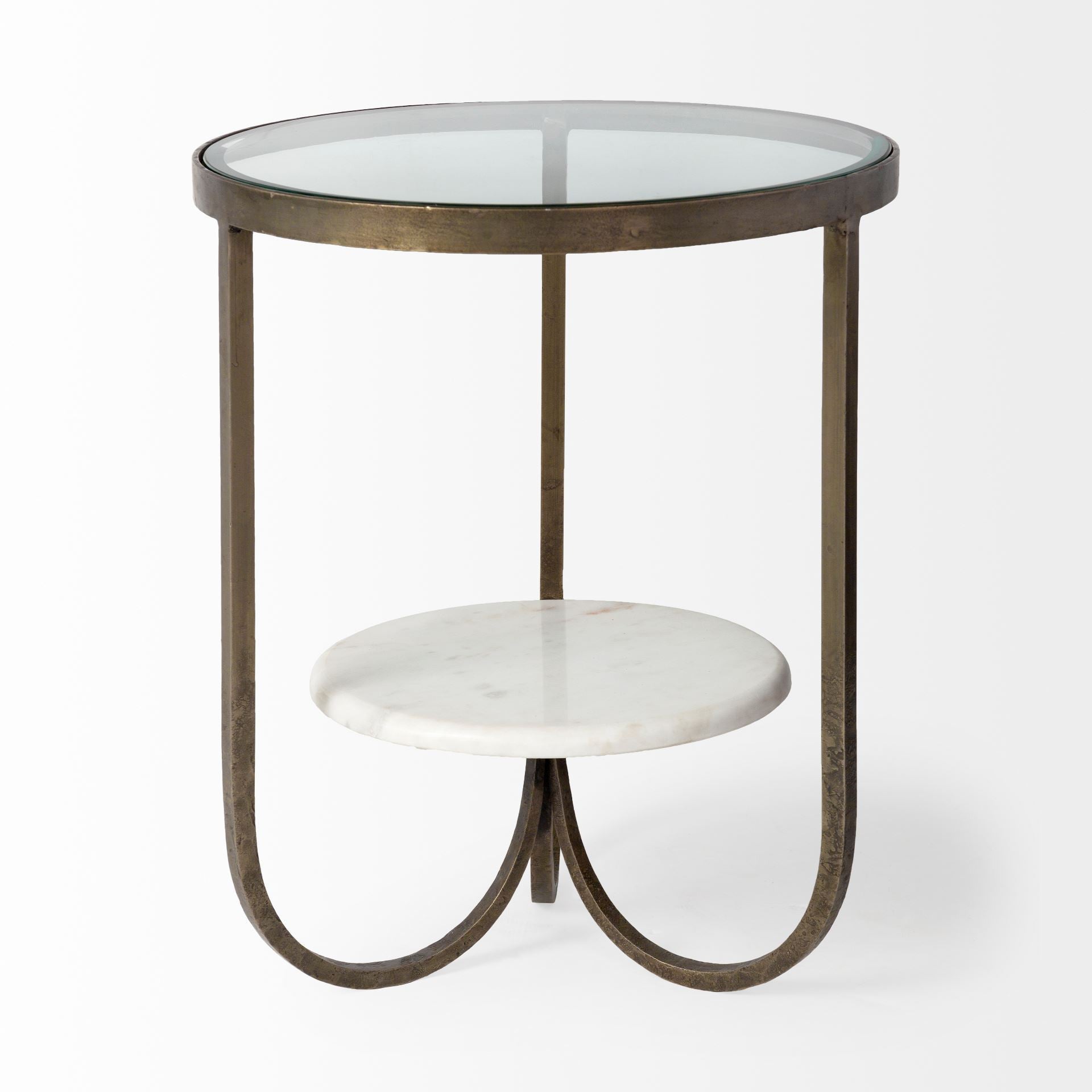 24" White Glass Round End Table