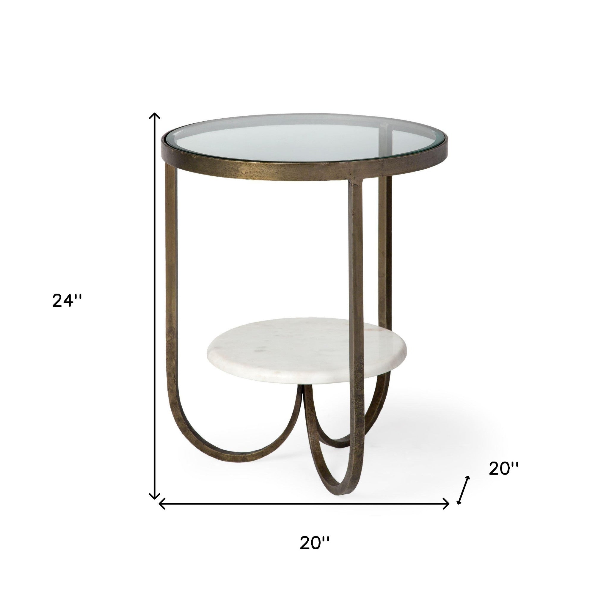 24" White Glass Round End Table