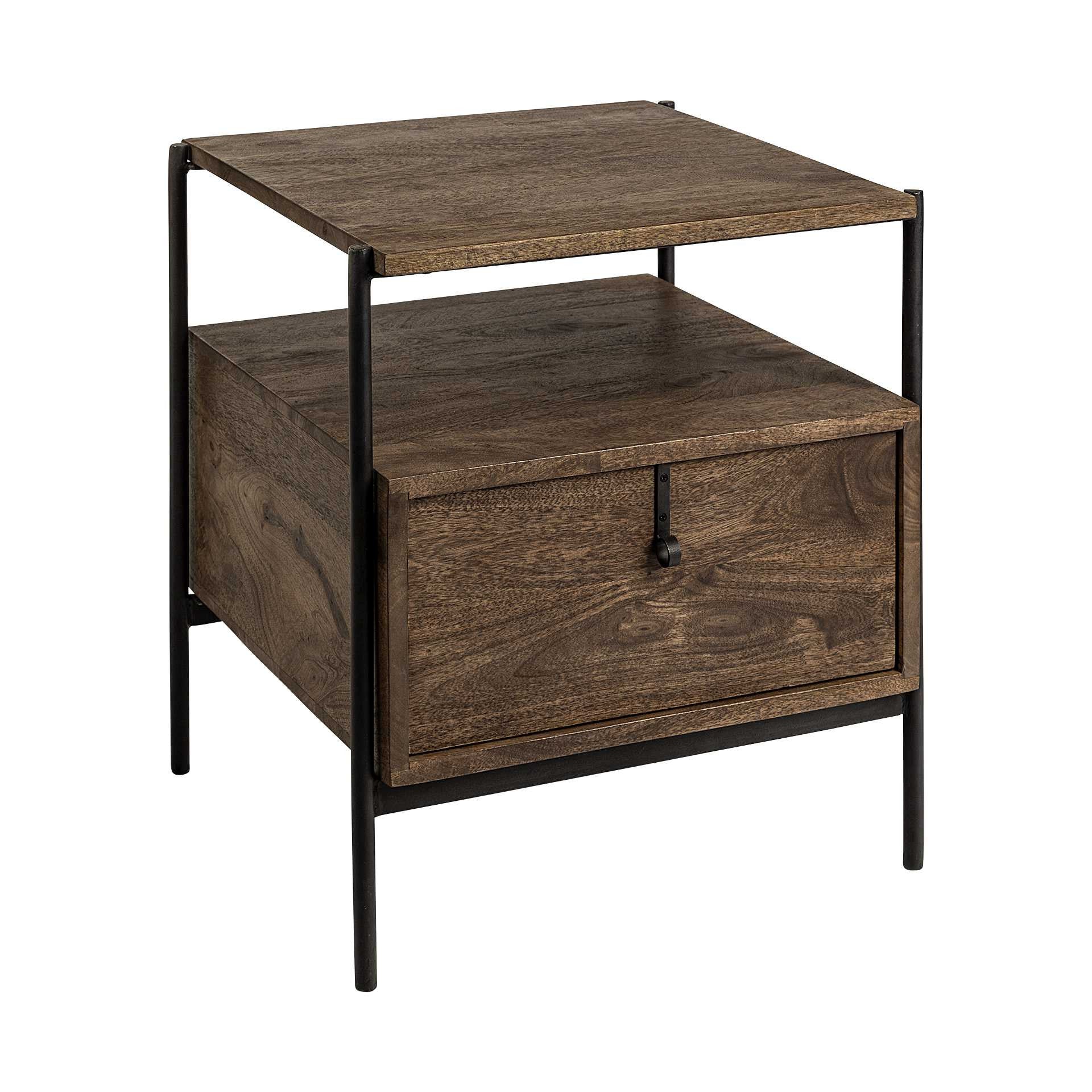 24" Brown Solid Wood Square End Table