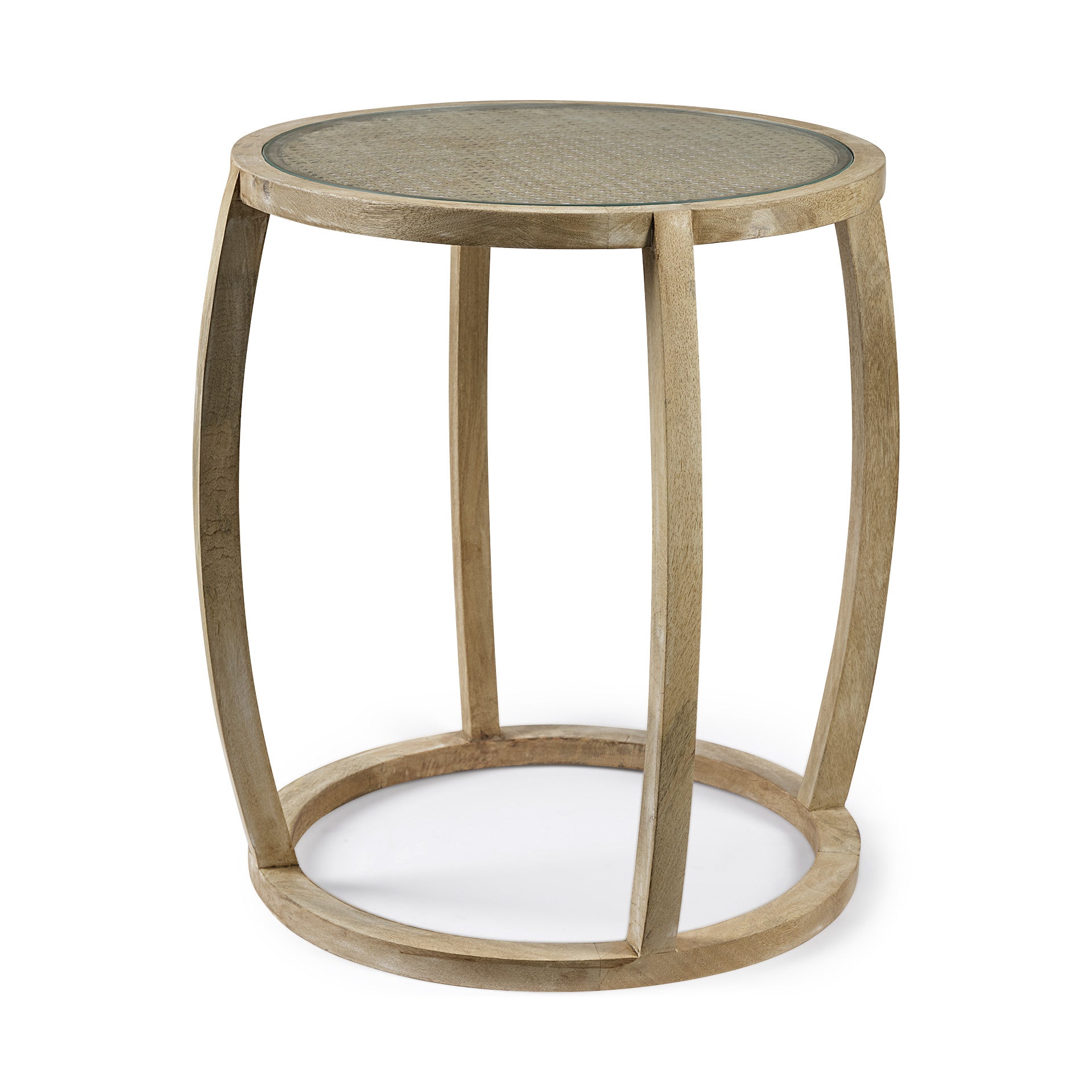 26" Brown Glass Round End Table