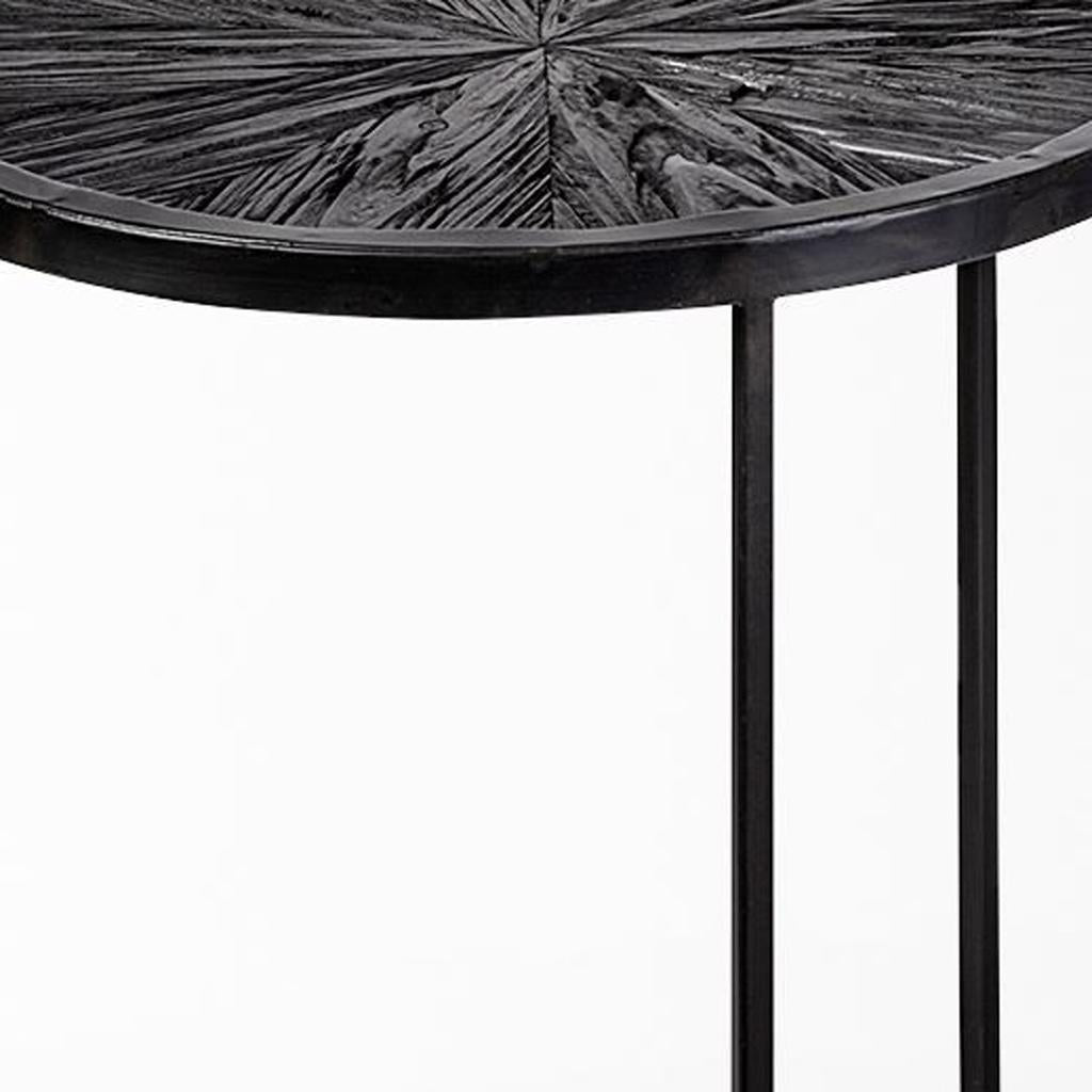 Set of Two 20" Black Round End Table