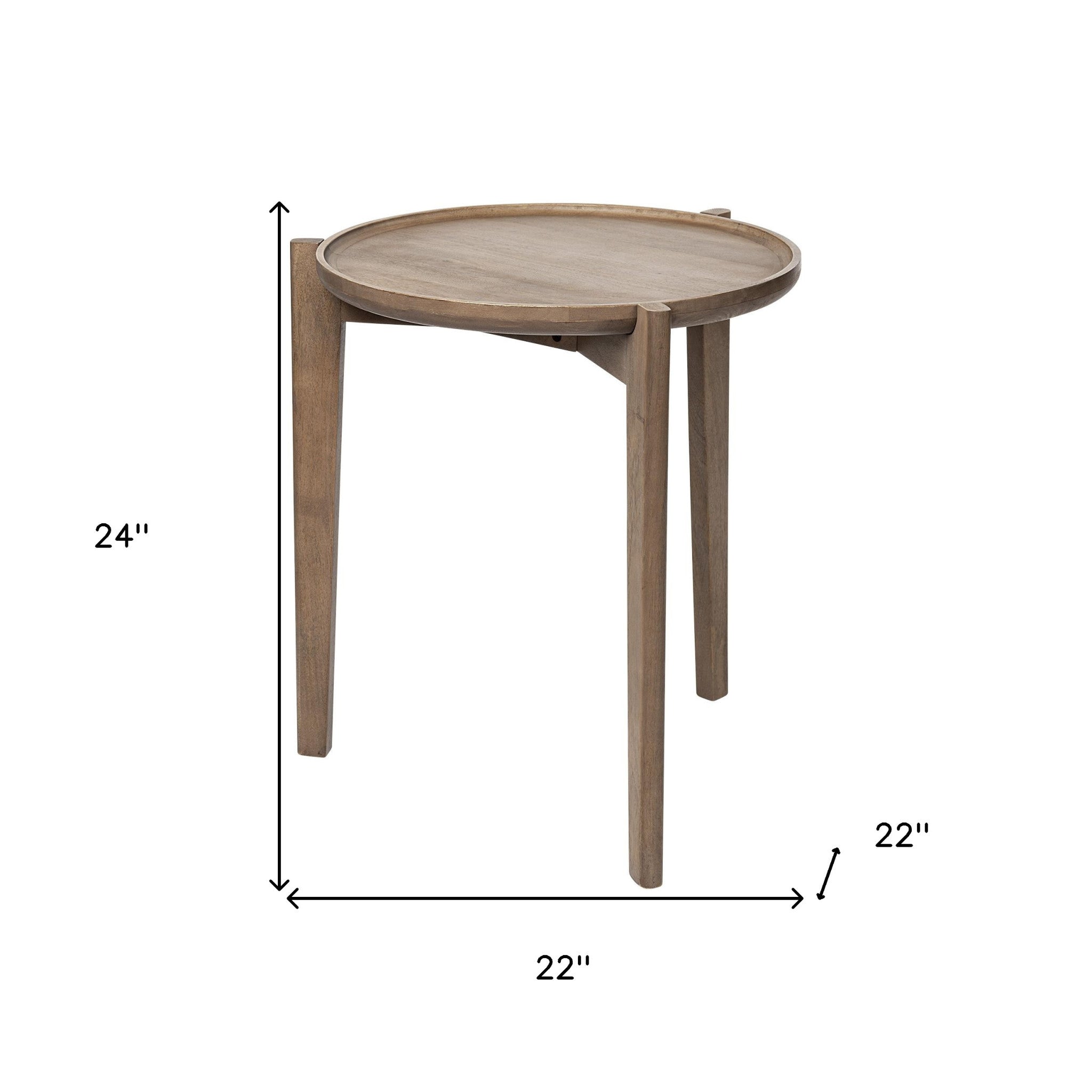 Brown Wood Round Top Accent Table With Three-Legged Base