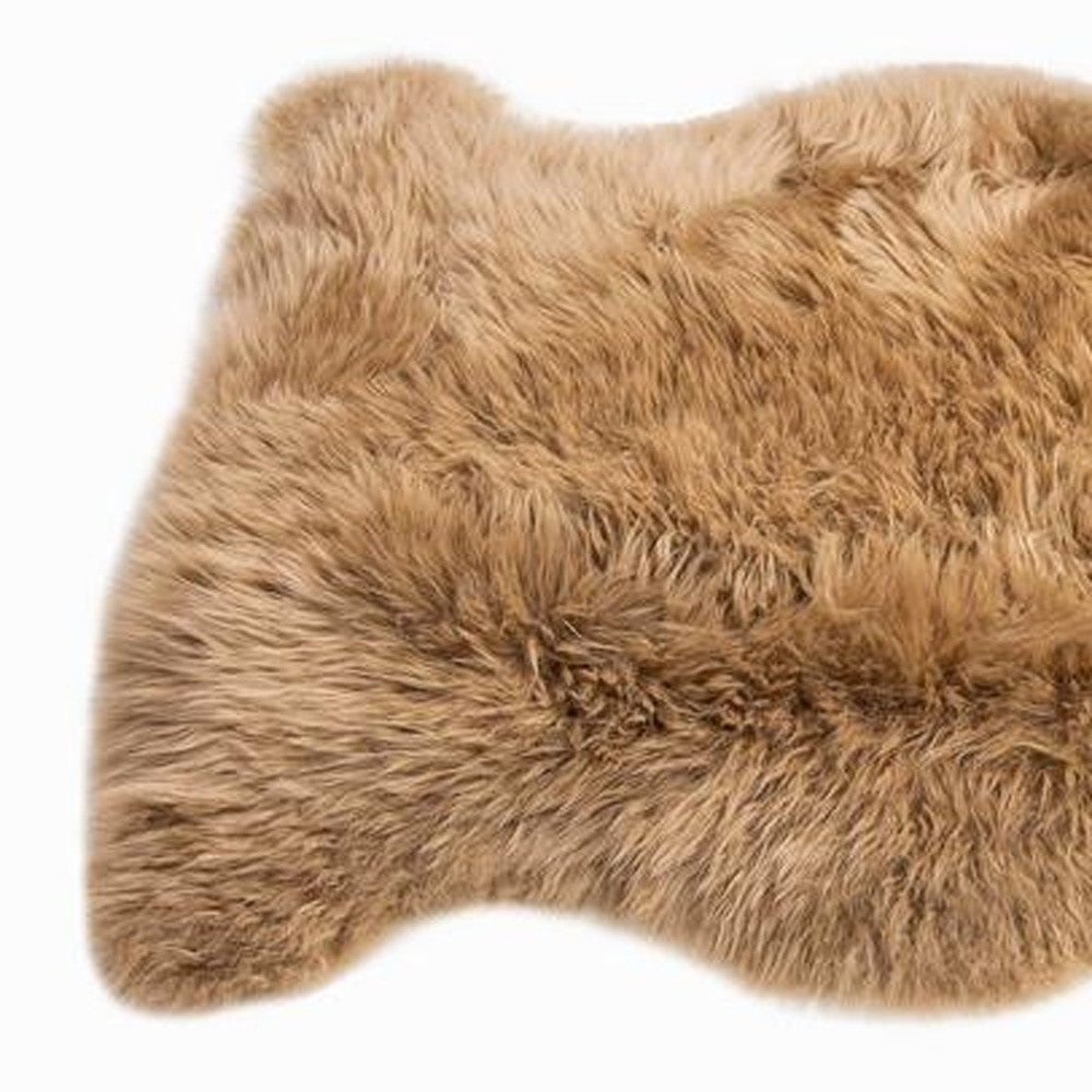 2' X 3' Beige Genuine Sheepskin Area Rug