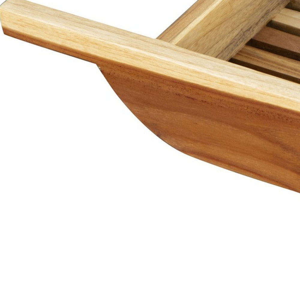 4" X 30" Natural Teak Over Tub Rectangular Bath Caddy Shelf