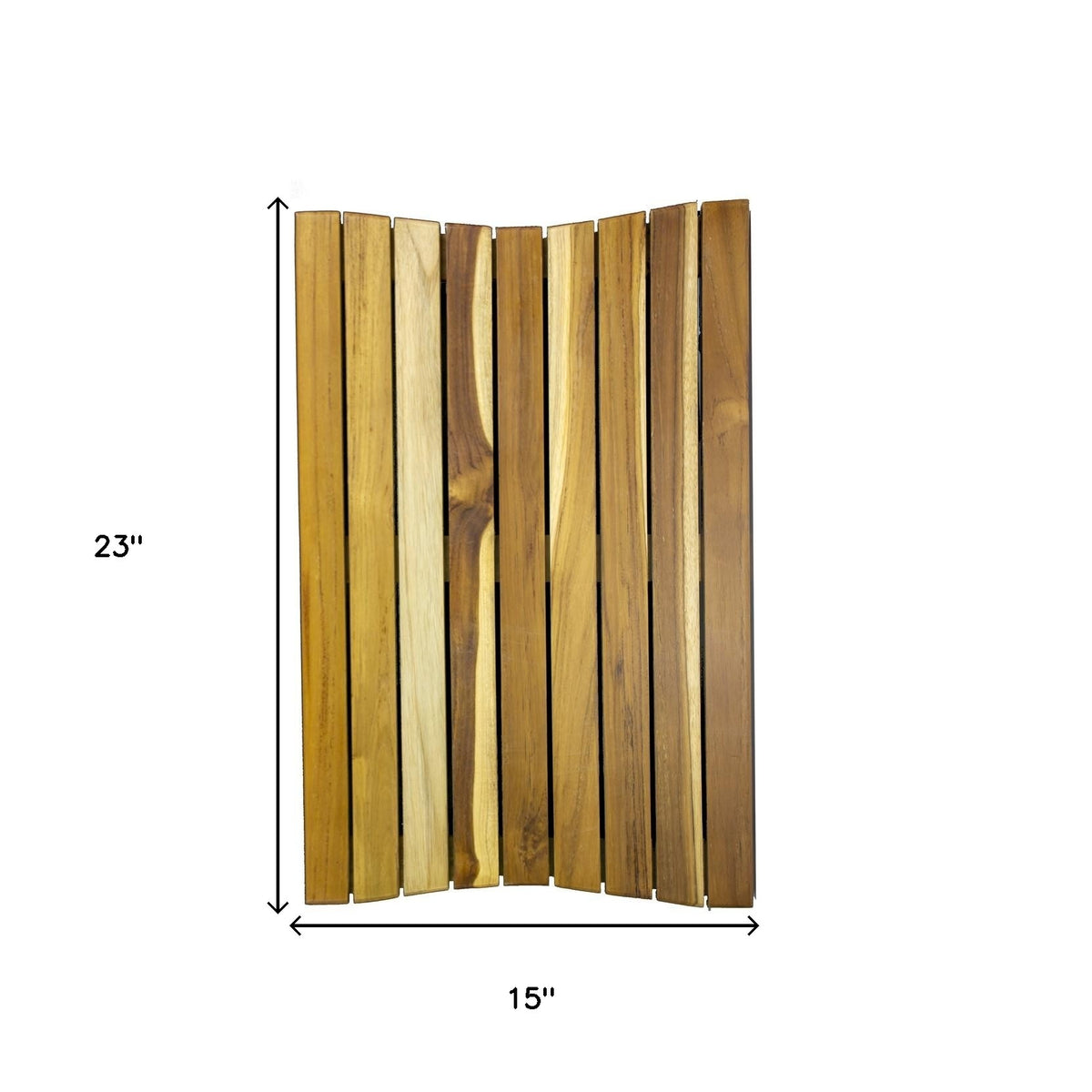 23" Brown Teak Slat Non Slip Bath Mat
