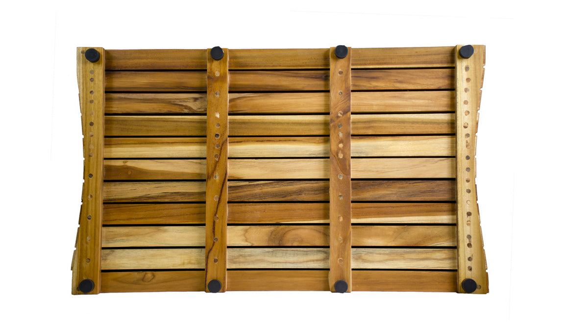 31" Brown Teak Slat Non Slip Bath Mat