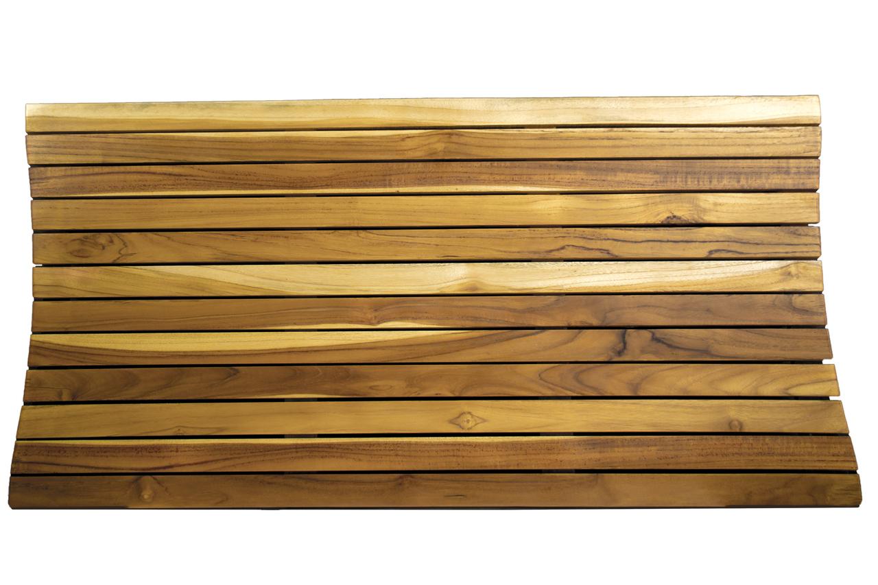 40" Brown Teak Slat Non Slip Bath Mat