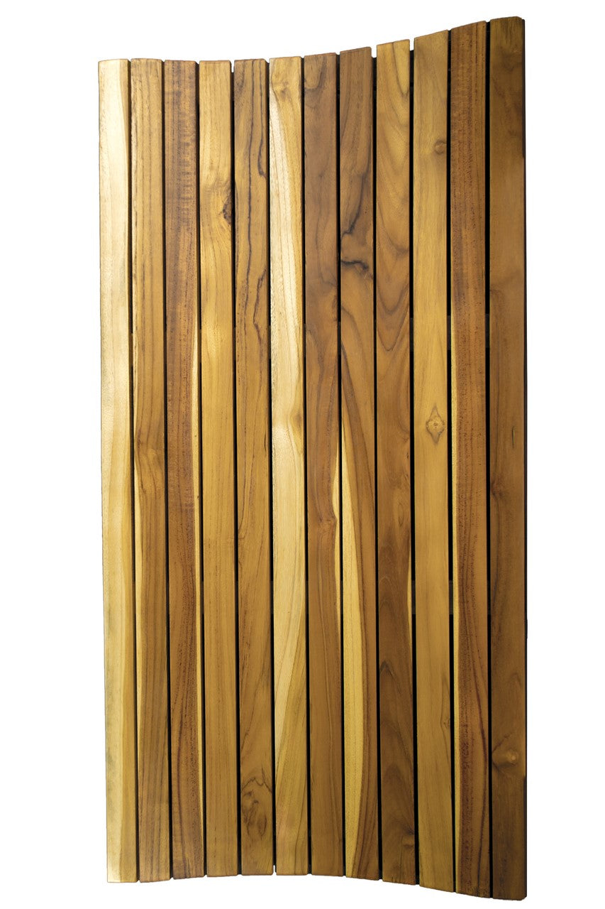 40" Brown Teak Slat Non Slip Bath Mat