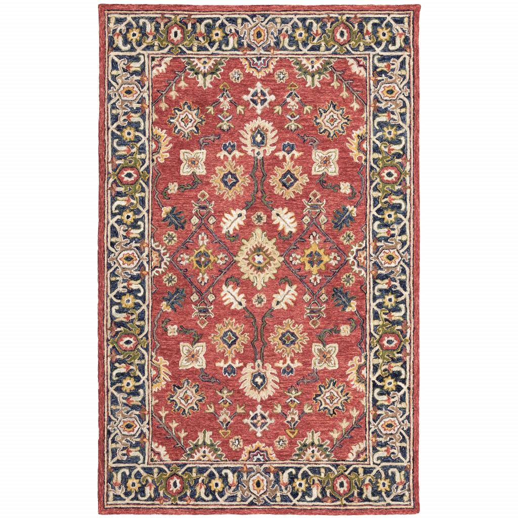 4' X 6' Red And Blue Bohemian Area Rug