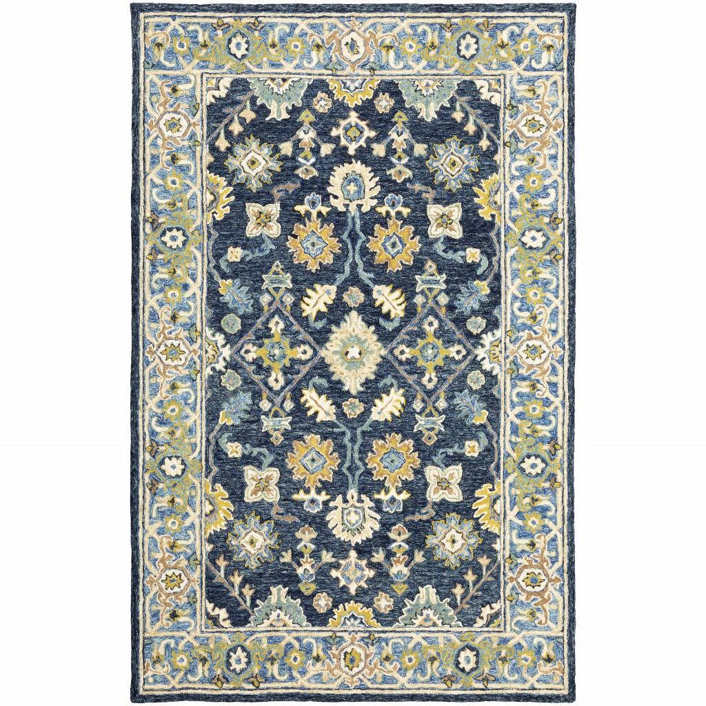 4' X 6' Navy And Blue Bohemian Area Rug