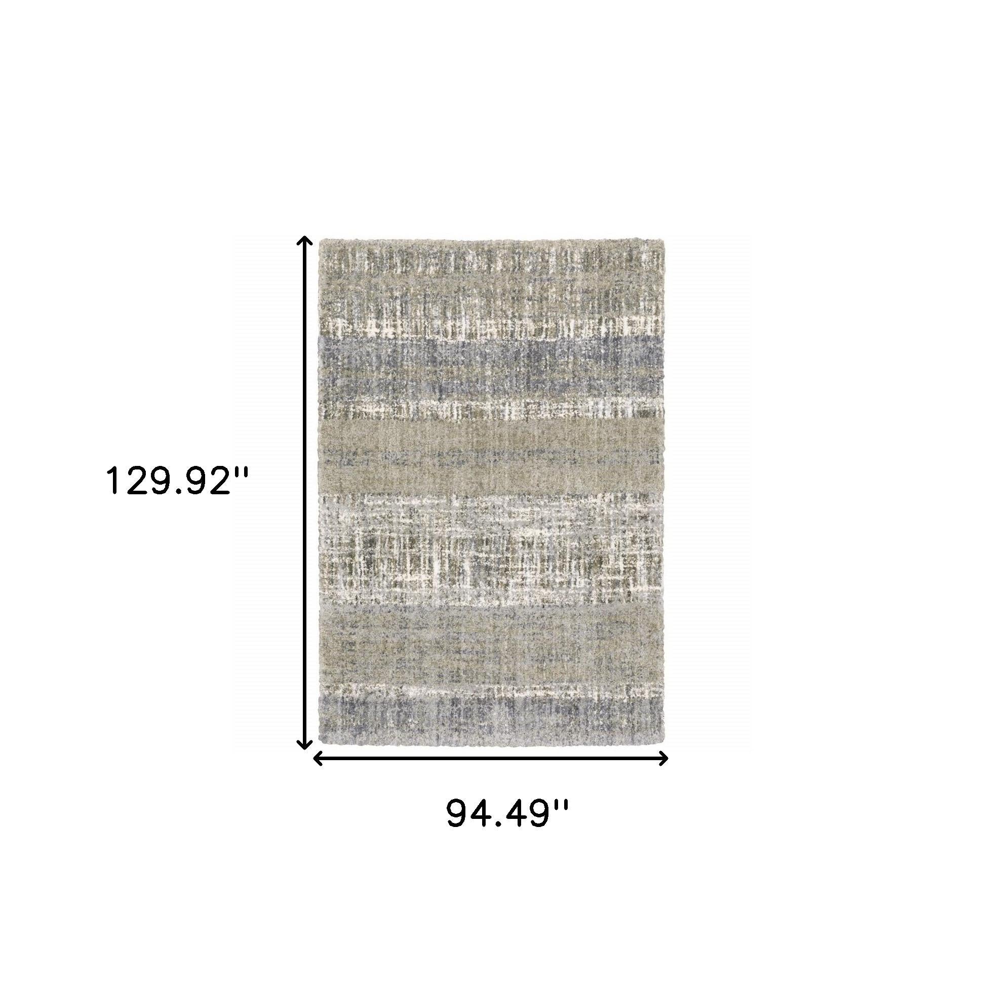 8' X 10' Grey And Ivory Abstract Lines Area Rug
