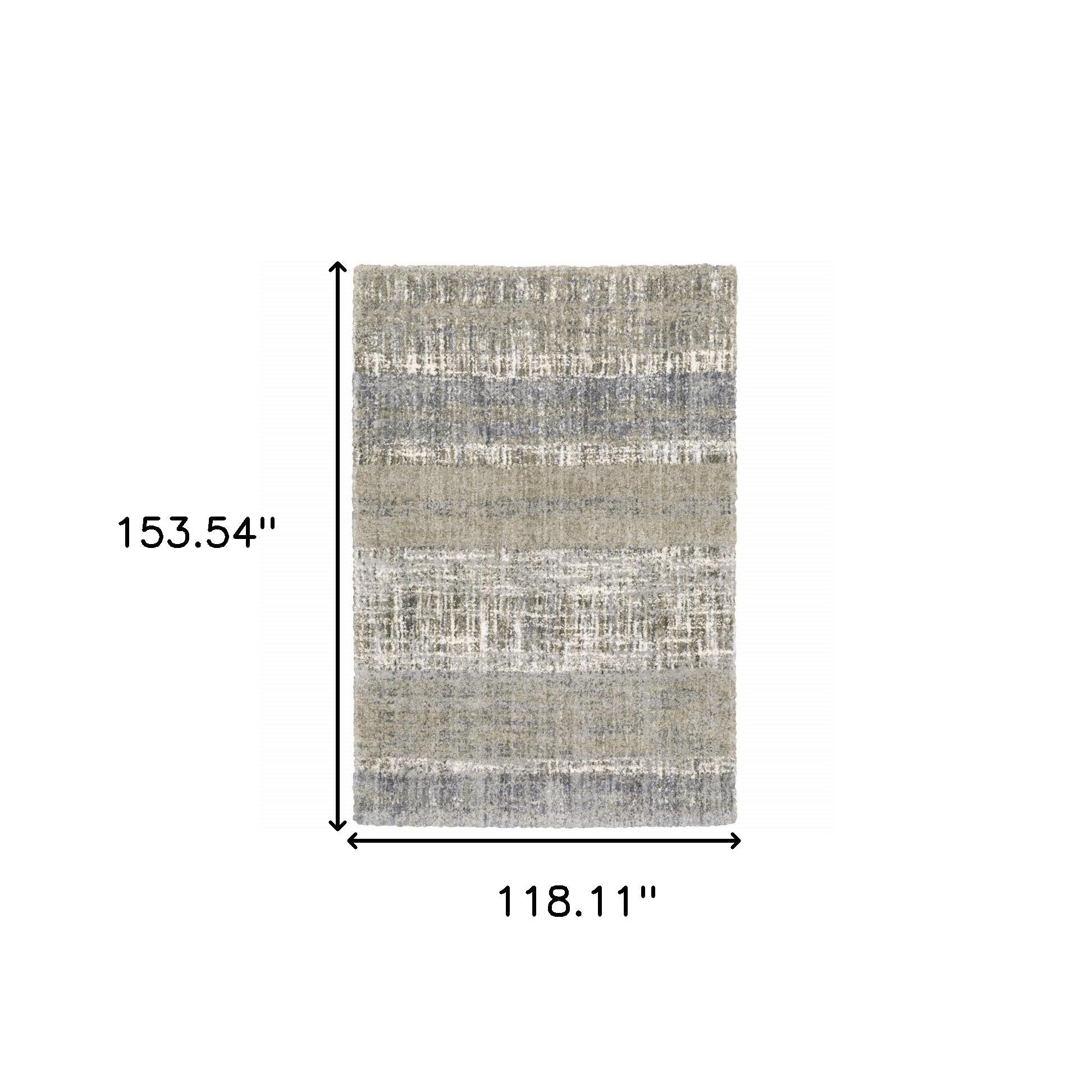 9' X 12' Grey And Ivory Abstract Lines Area Rug