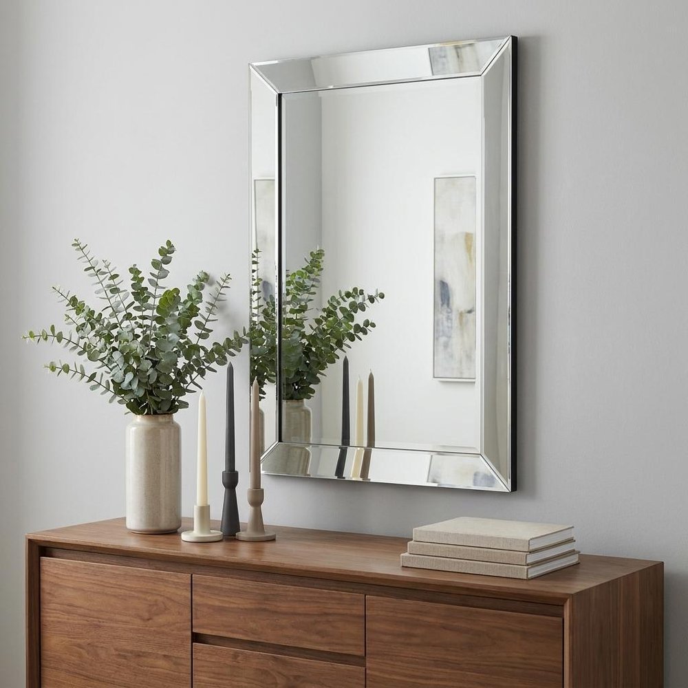 36" Glass Framed Accent Mirror