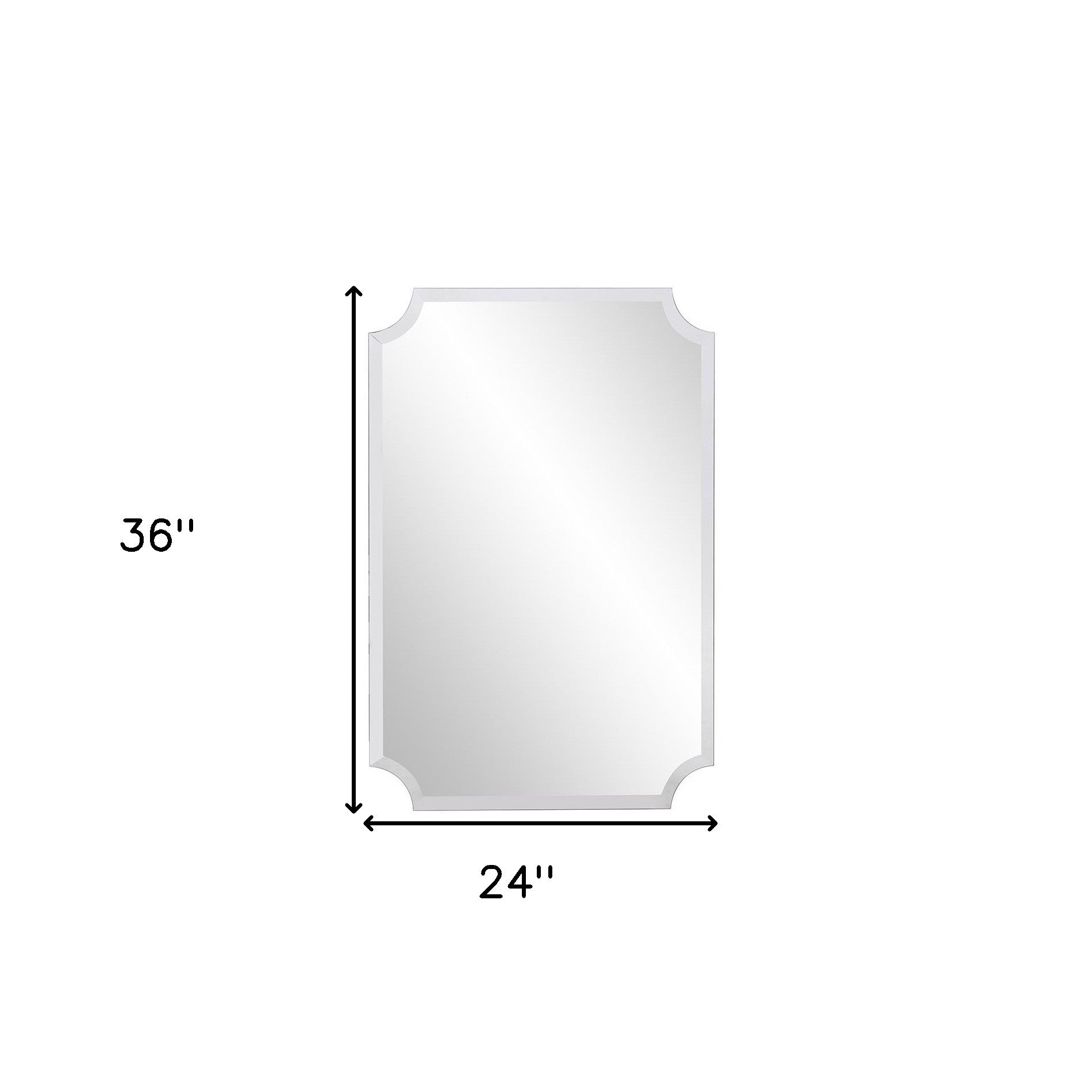 Minimalist  Rectangle Mirror With Beveled Edge And Scalloped Corners