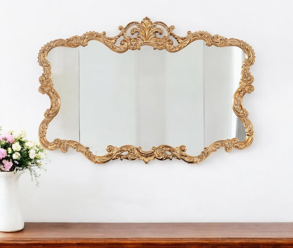27" Gold Ornate Scroll Framed Accent Mirror