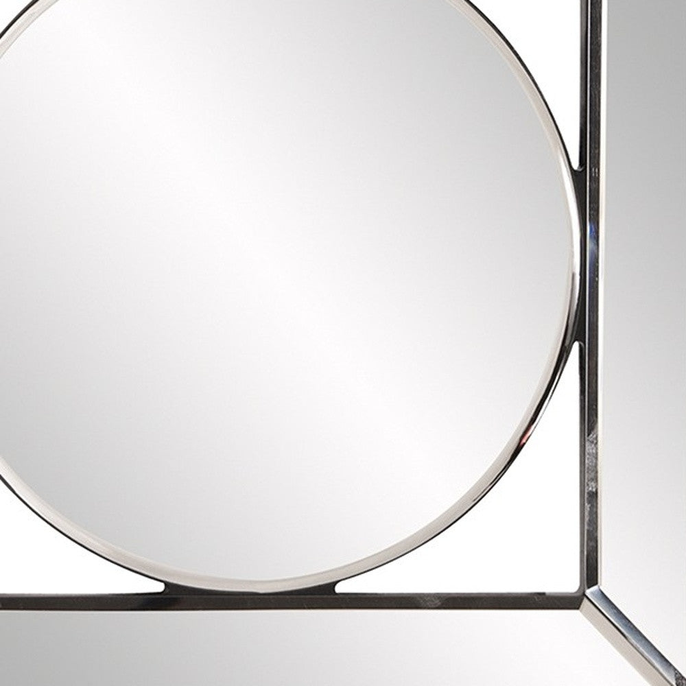12" Round in Square Glass Framed Accent Mirror