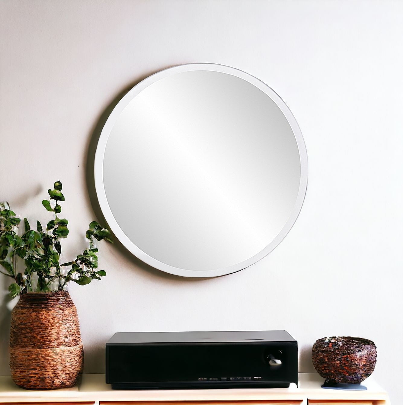 12" Clear Round Beveled Edge Accent Mirror