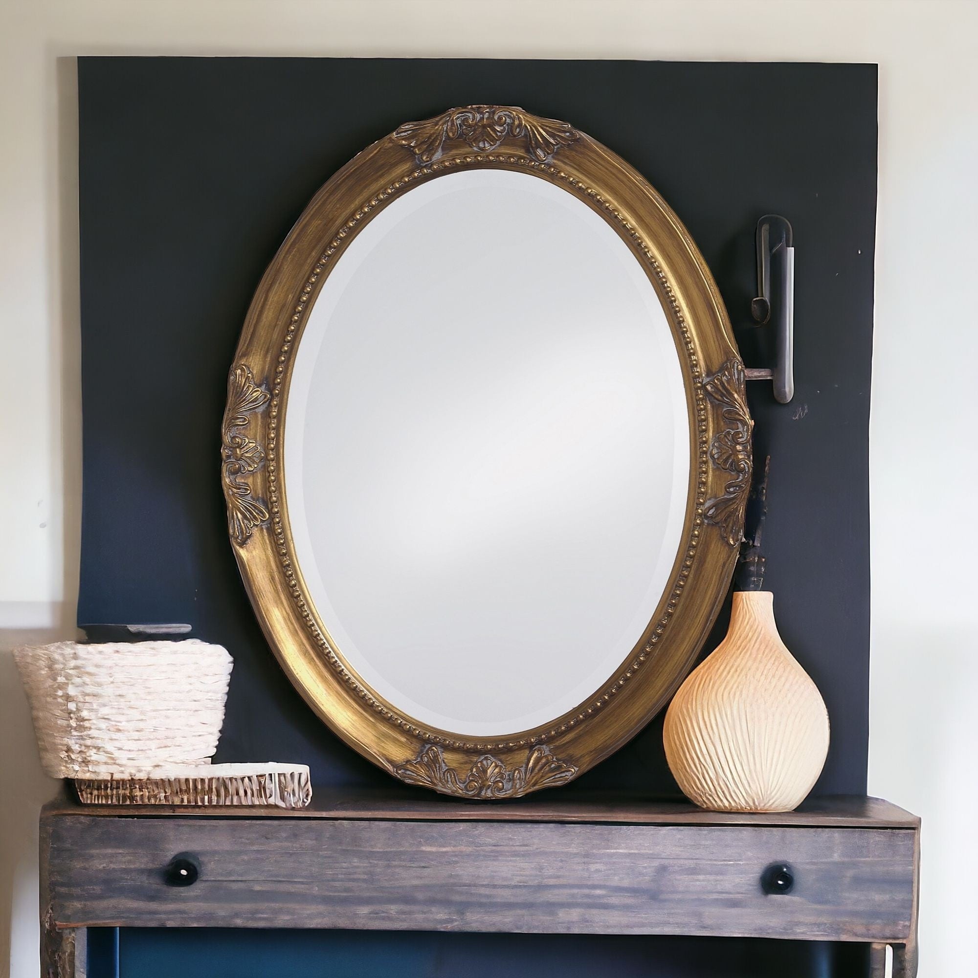 33" Gold Oval Framed Accent Mirror