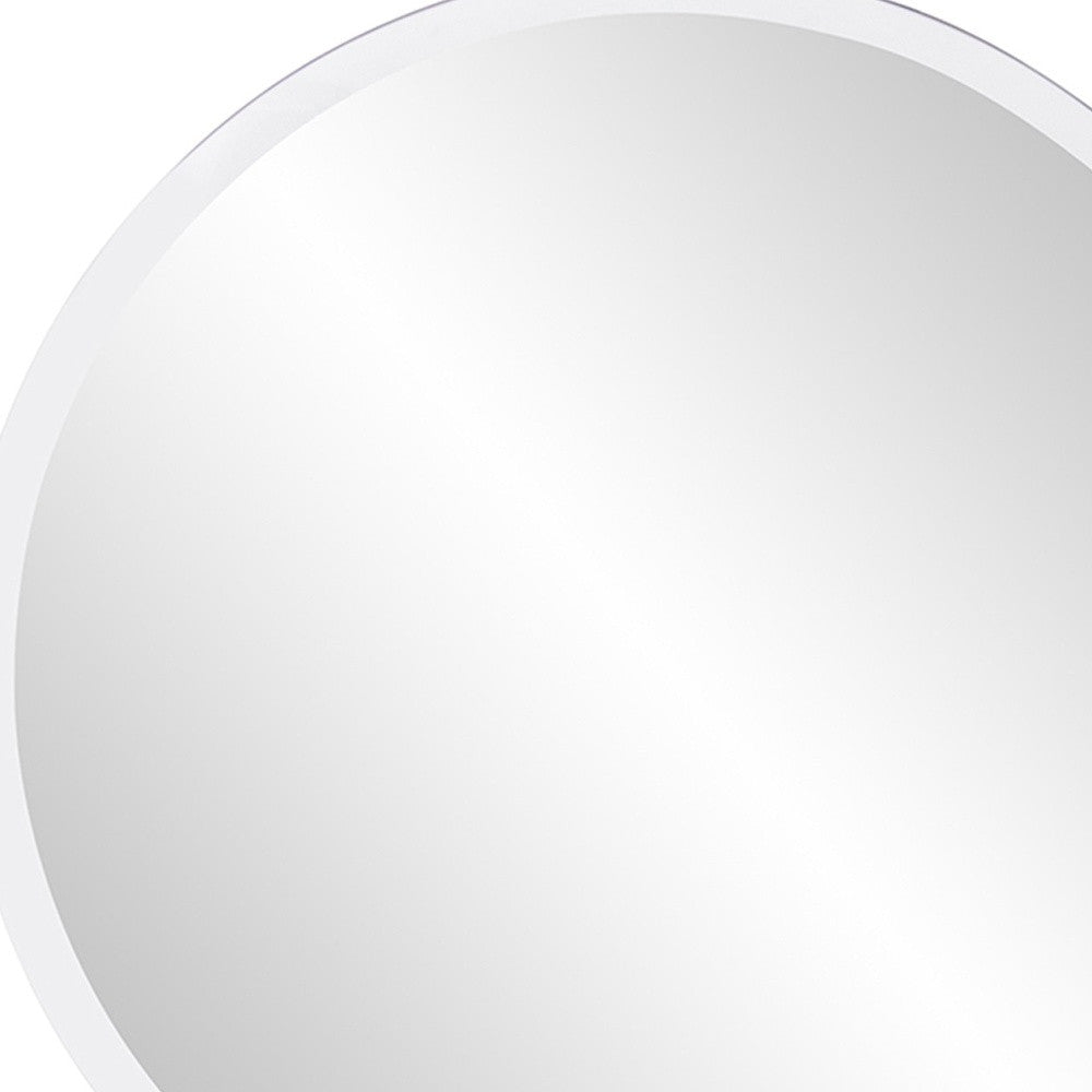 28" X 28" Minimalist Round Mirror With Beveled Edge